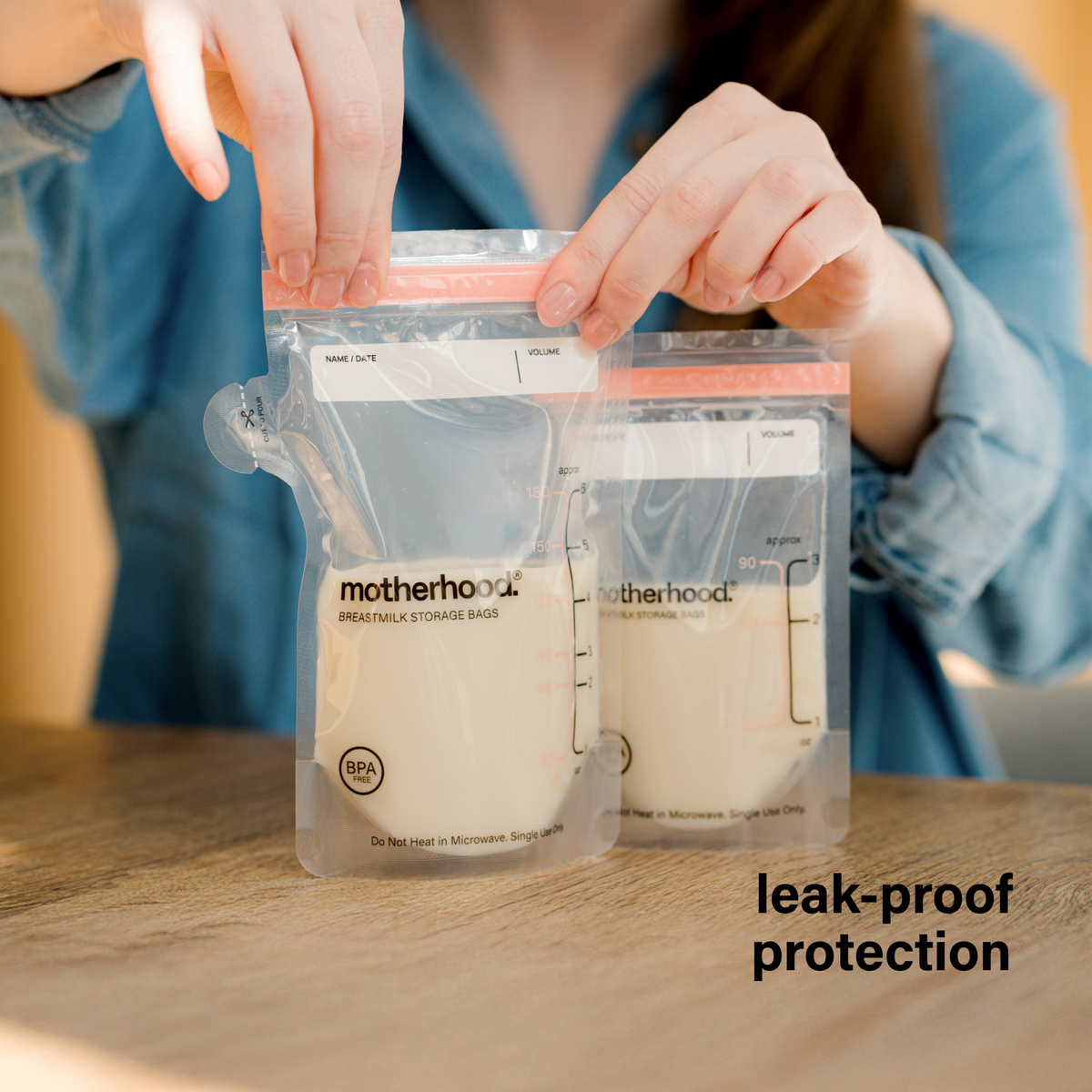 Motherhood Collection Breastmilk Freezer Storage Bags – Safe, Leak-proof & Easy-store Milk Bags (3 Oz & 6 Oz)
