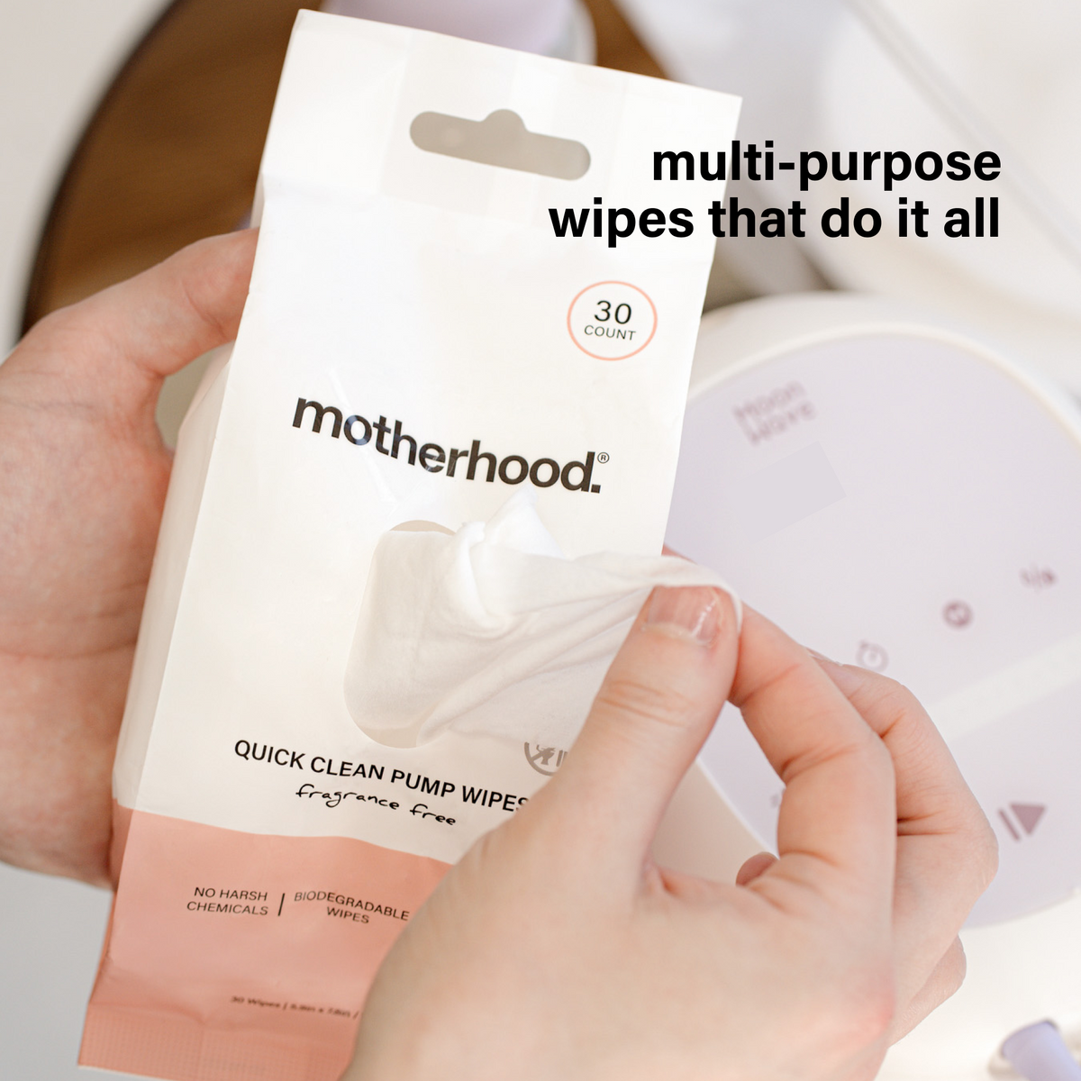 Motherhood Collection No-rinse Pump Cleaning Wipes – Quick Clean For Bottles & Baby Essentials (30 Pack)