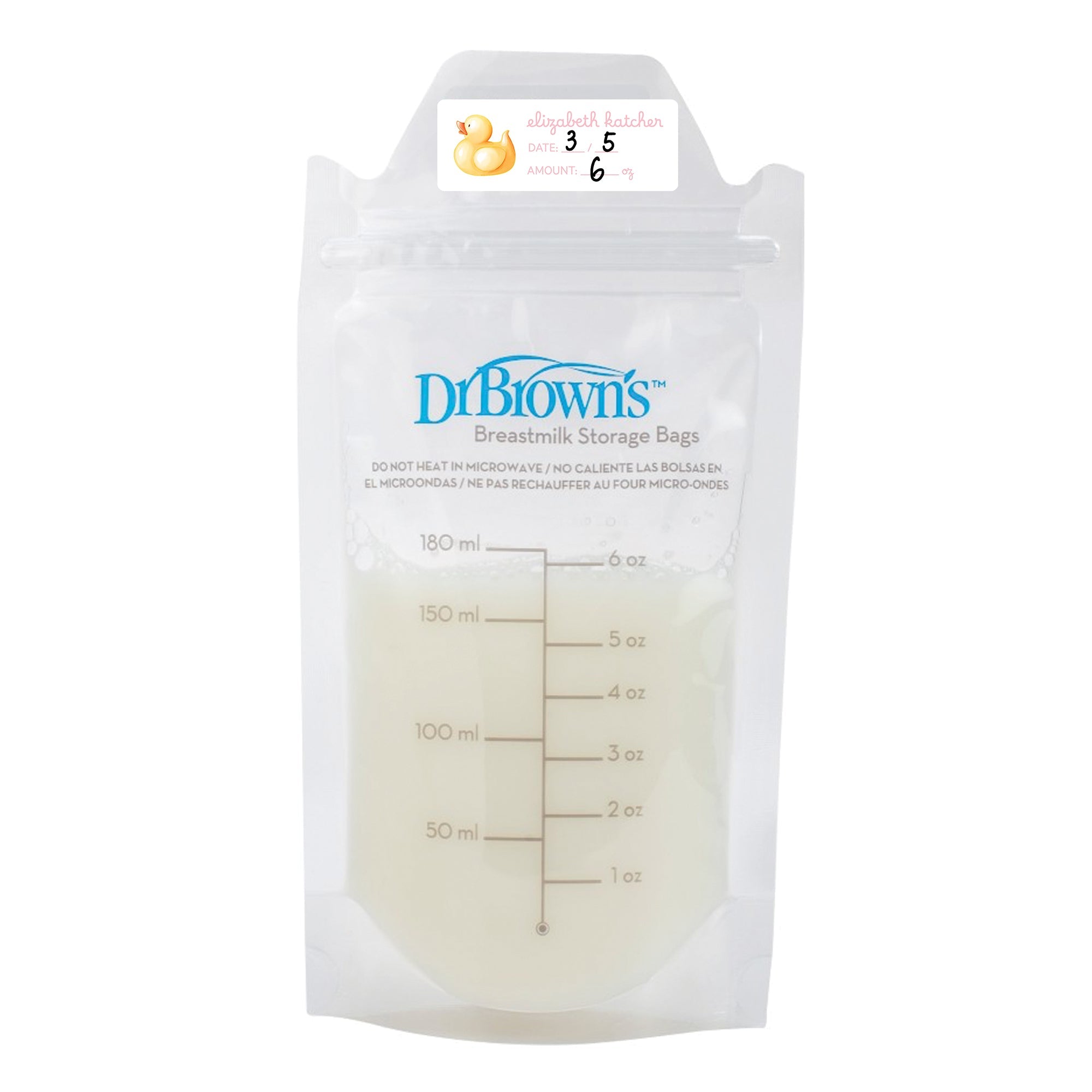 Rubber Ducky Pink Breast Milk Bag Labels
