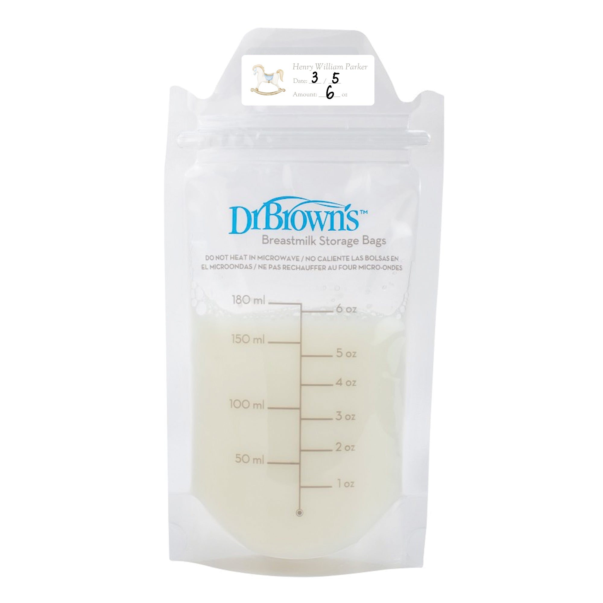 Rocking Horse Blue Breast Milk Bag Labels