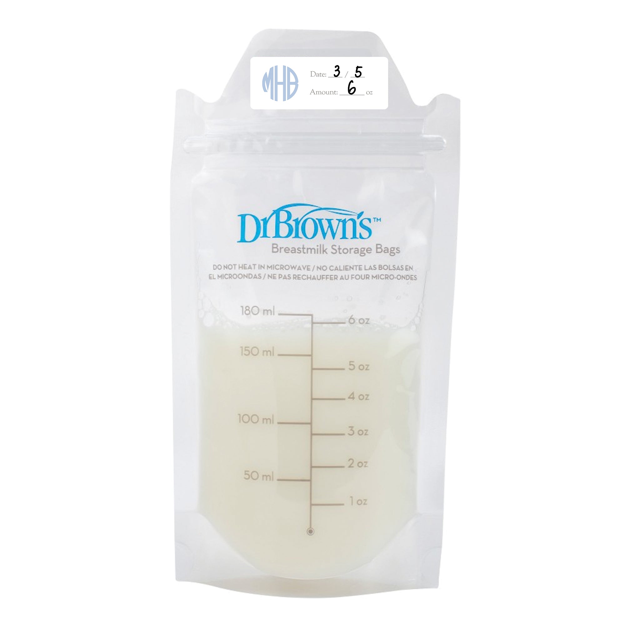 Blue Monogram Breast Milk Bag Labels