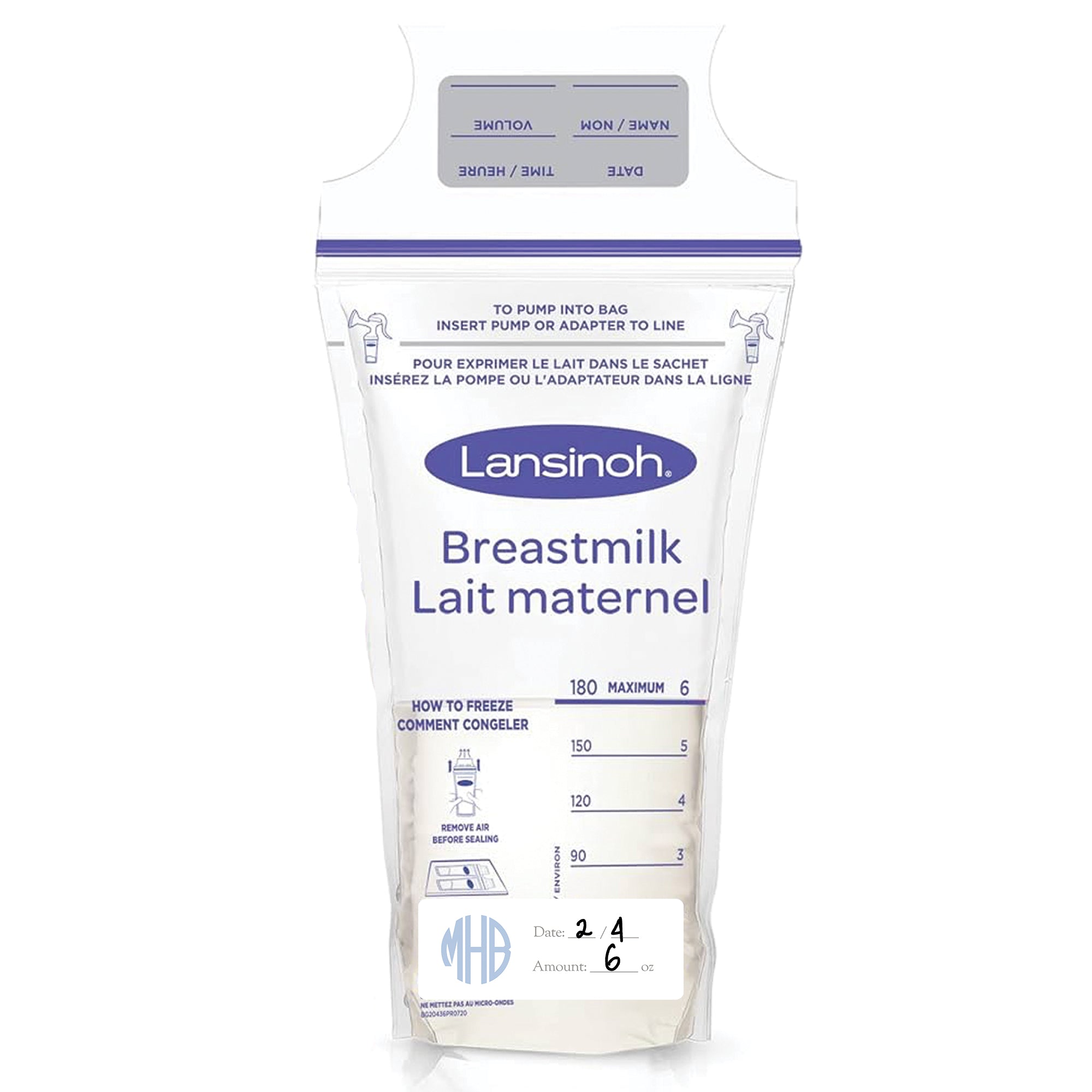 Blue Monogram Breast Milk Bag Labels