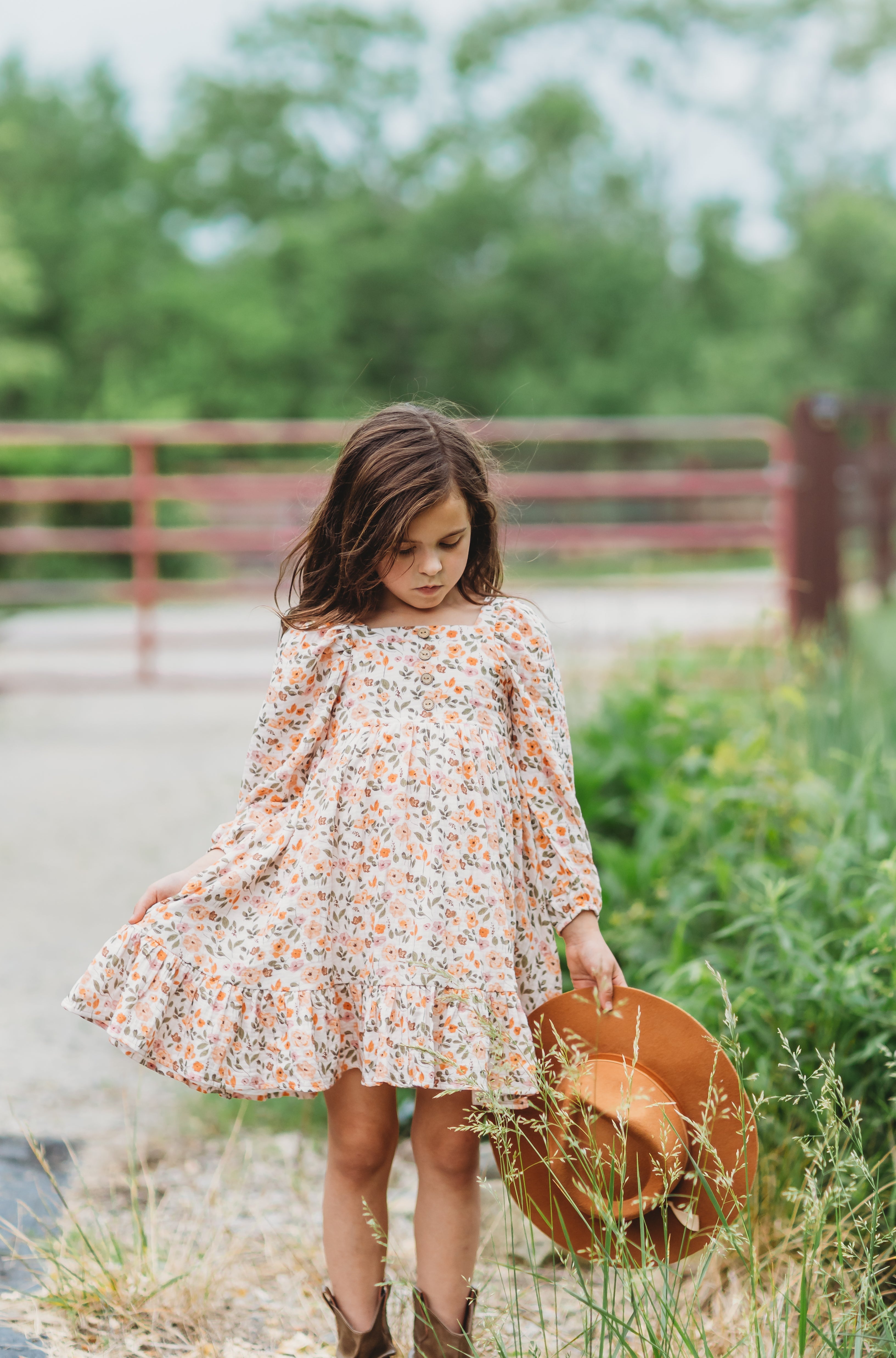 Puff Sleeve Gauze Dress - Harvest Bloom