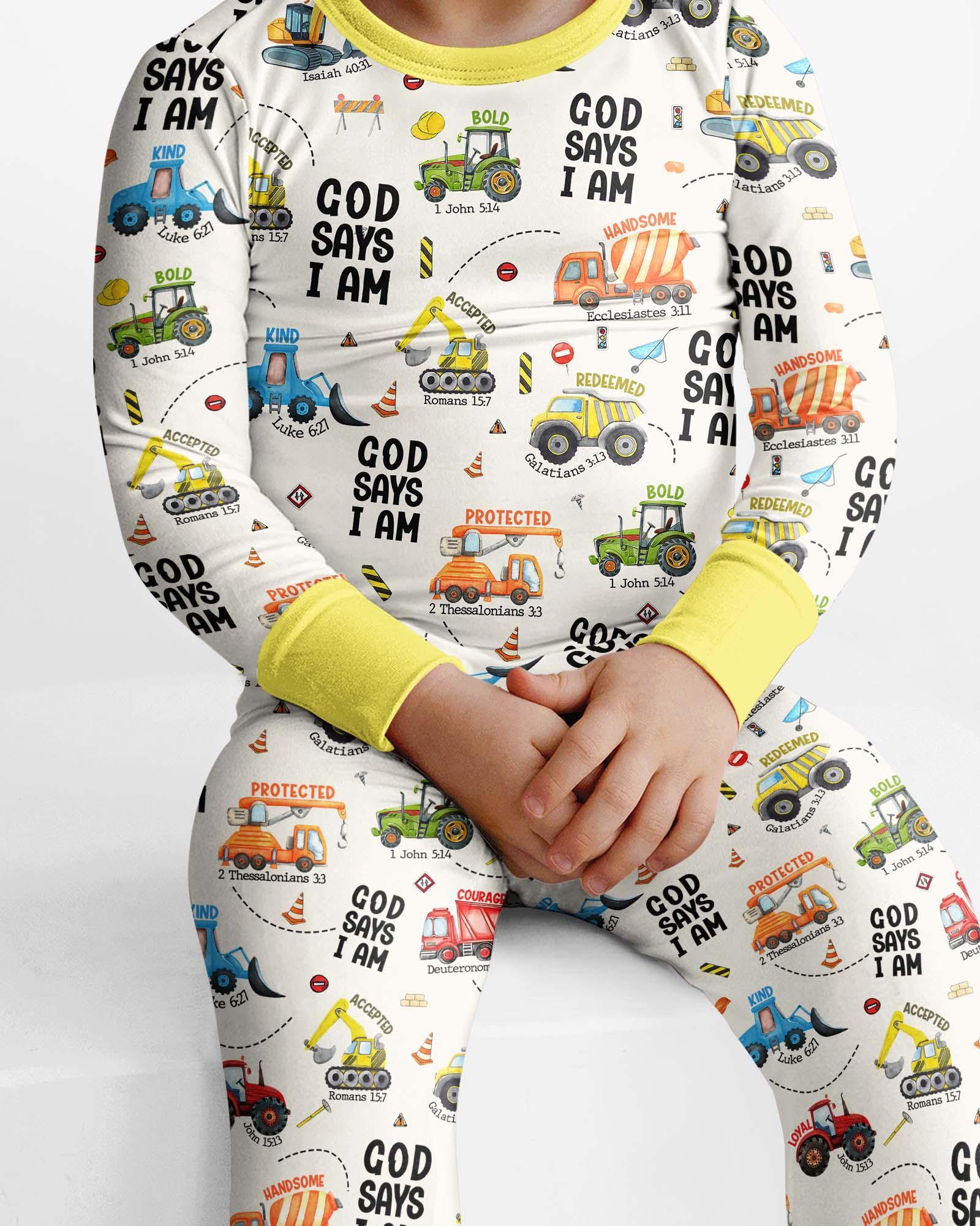 God Says I Am Boy Bamboo Two Piece Long Sleeve Pajama Set