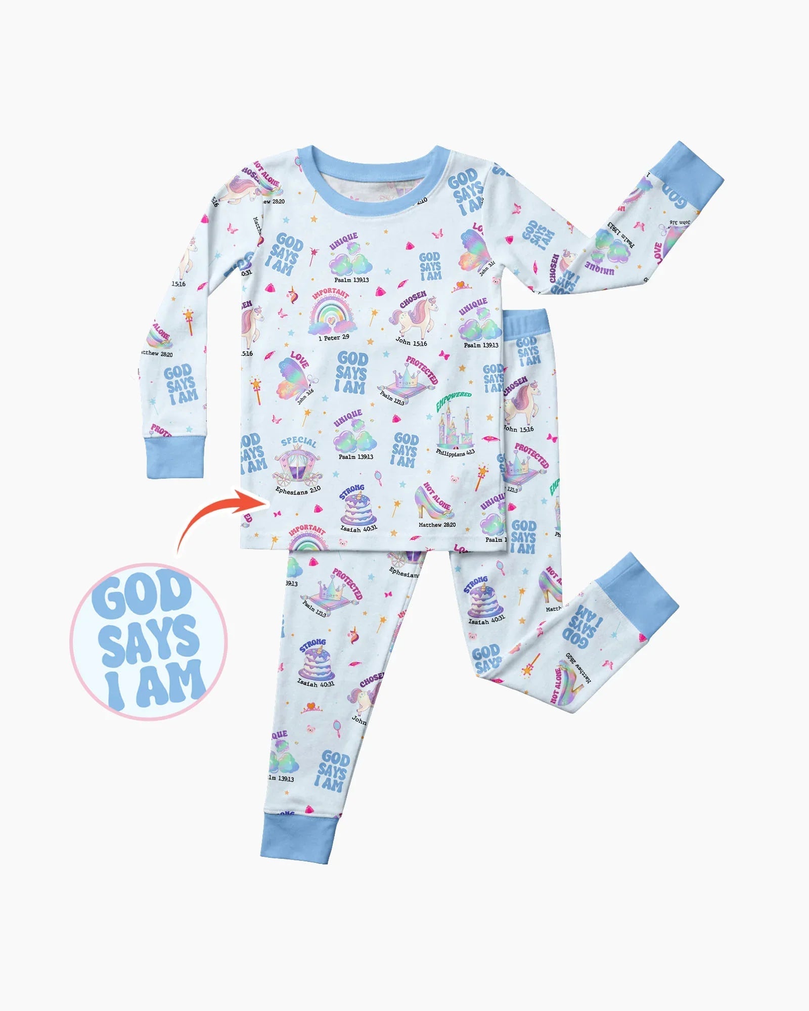 God Says I Am Girl Bamboo Two Piece Long Sleeve Pajama Set