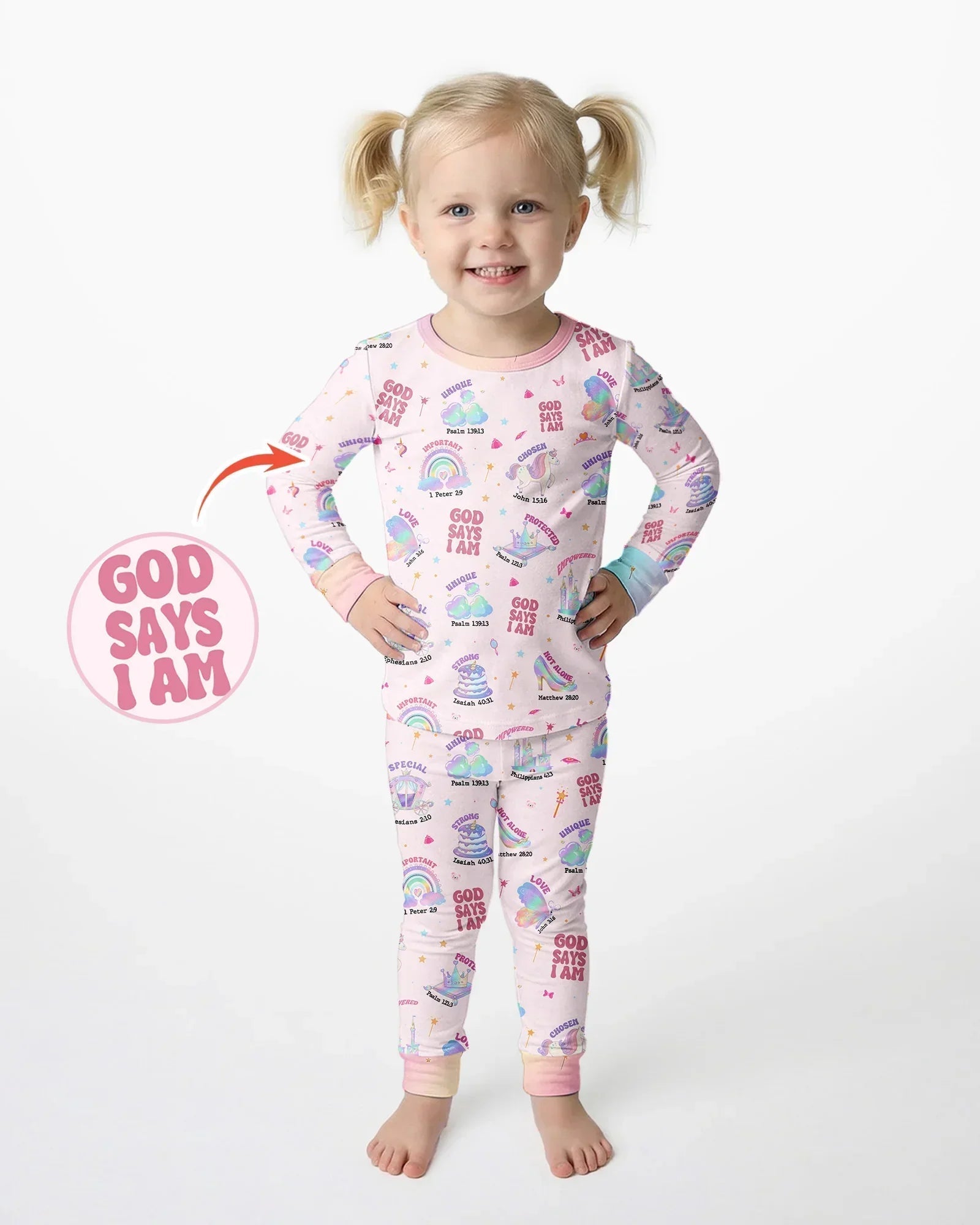 God Says I Am Girl Bamboo Two Piece Long Sleeve Pajama Set