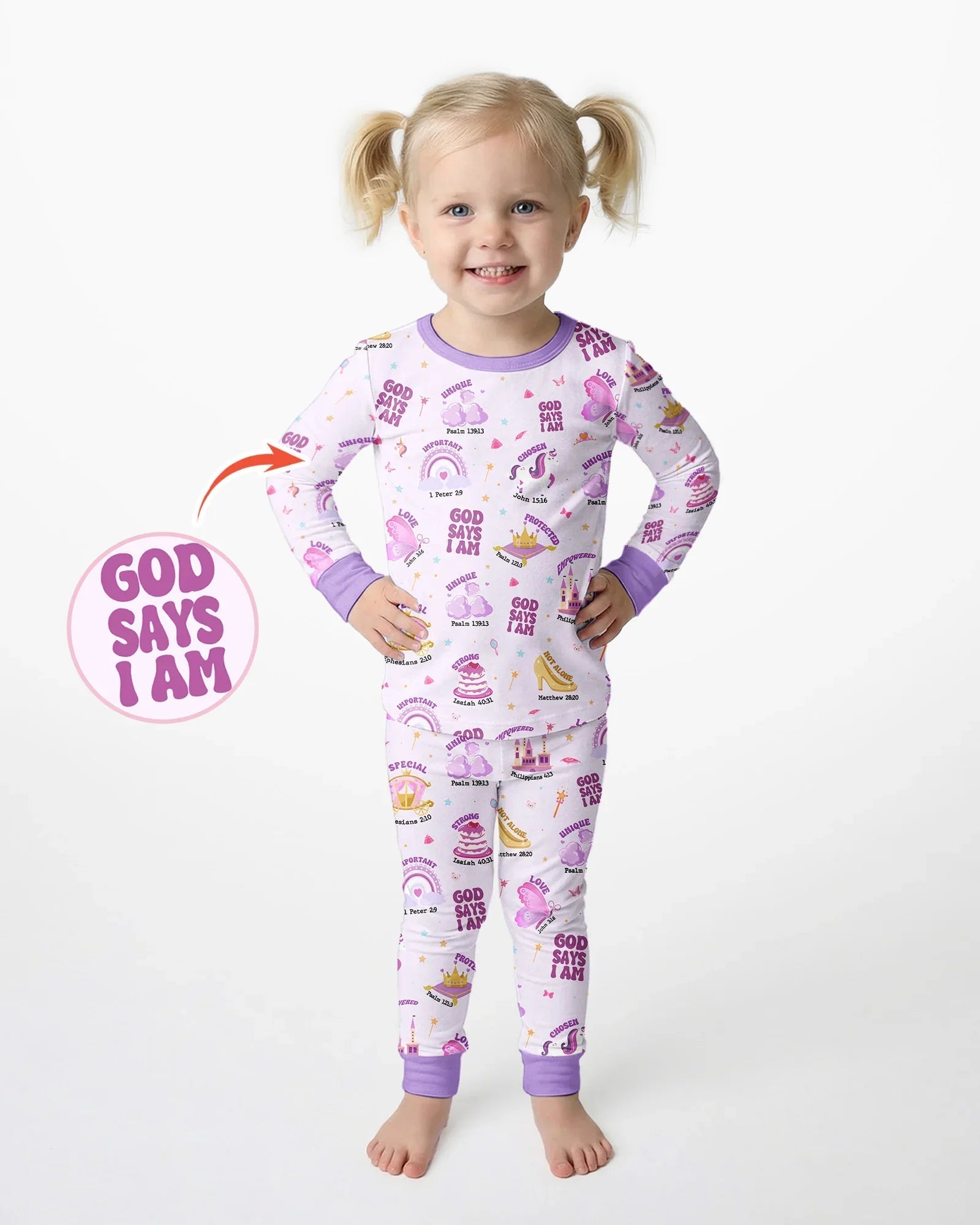 God Says I Am Girl Bamboo Two Piece Long Sleeve Pajama Set