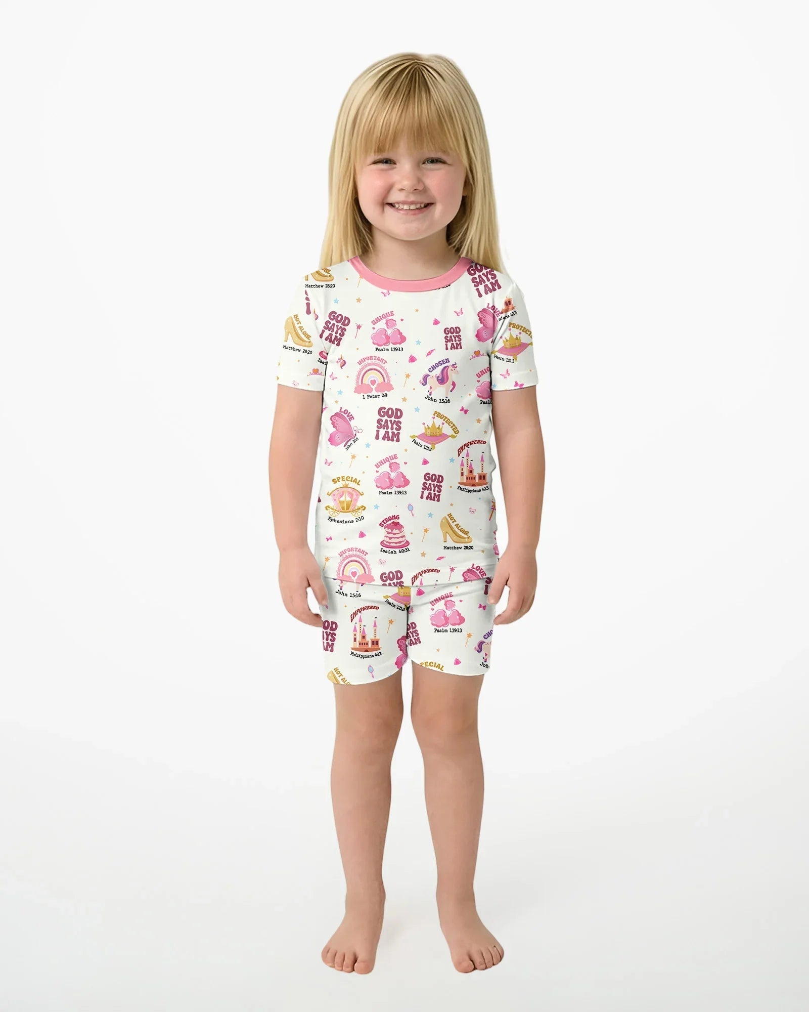 God Says I Am Girl Bamboo Two Piece Short Sleeve Shorts Pajama Set