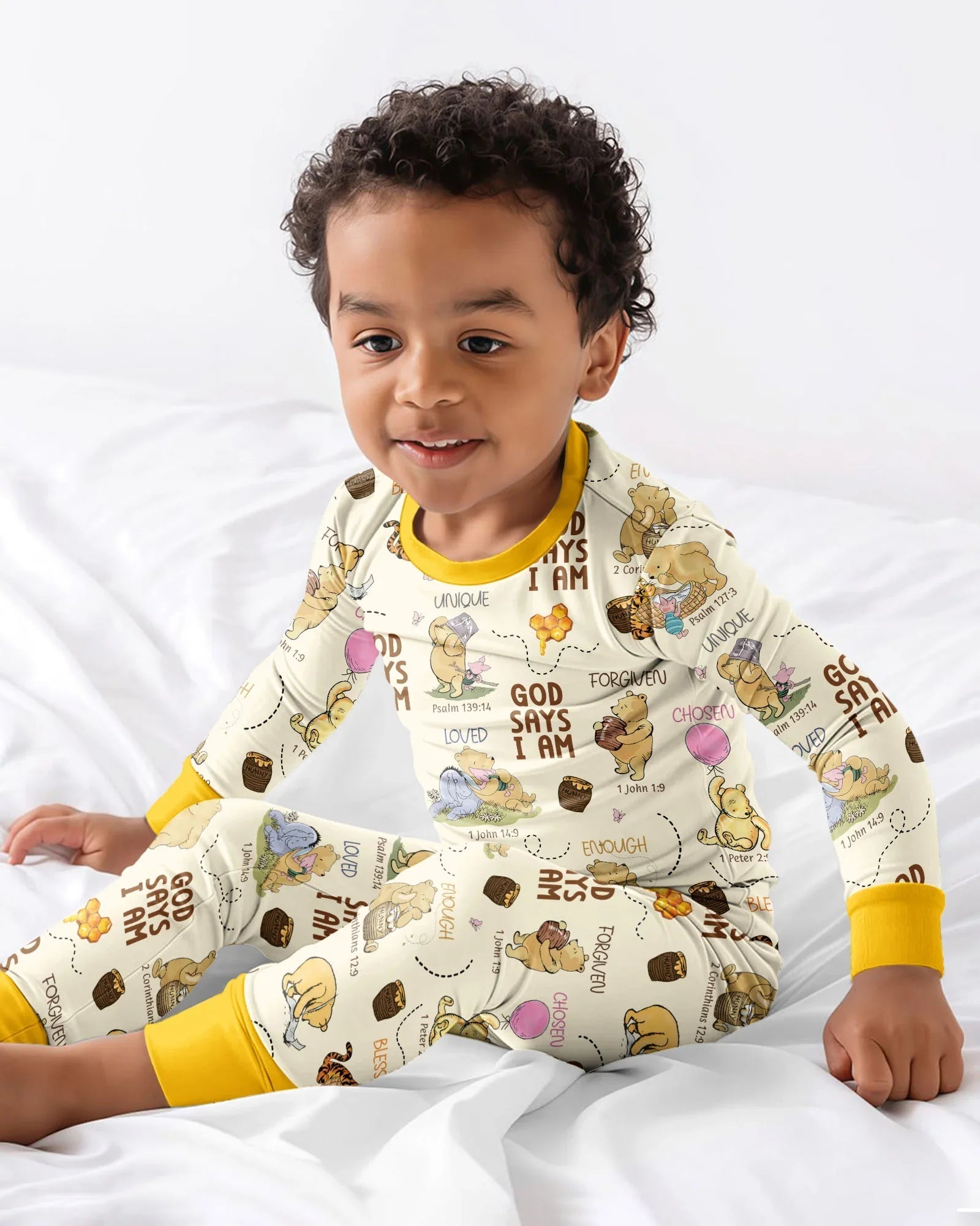 God Says I Am – Little Blessings Bamboo Two Piece Long Sleeve Pajama Set