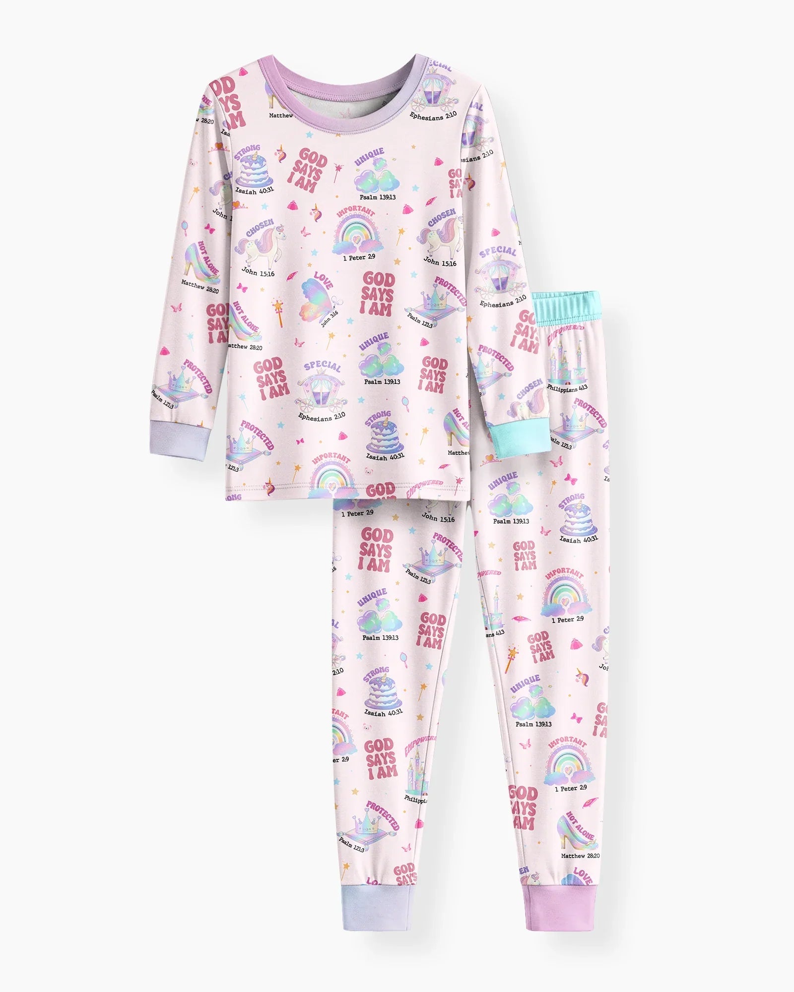 God Says I Am Girl Bamboo Two Piece Long Sleeve Pajama Set