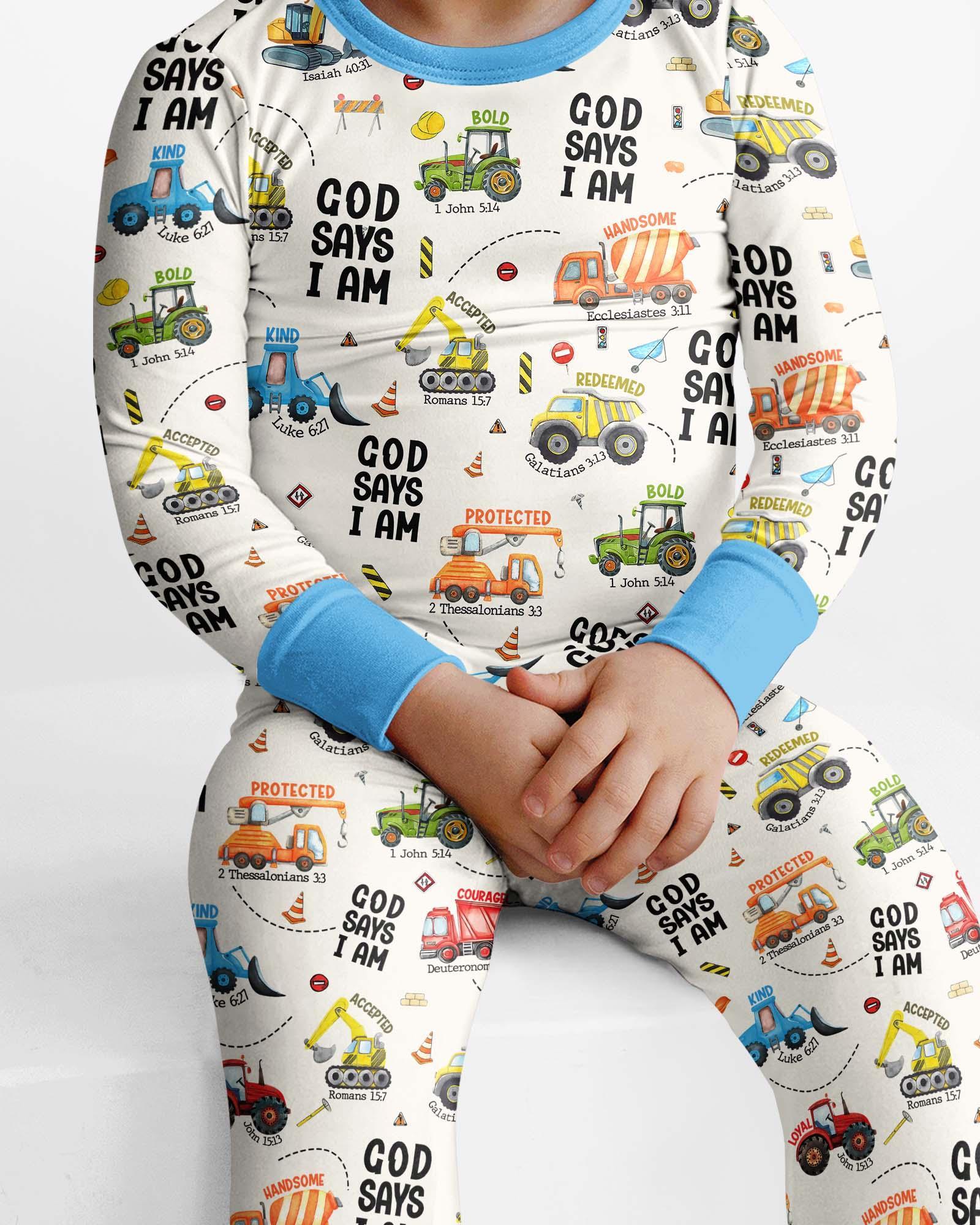 God Says I Am Boy Bamboo Two Piece Long Sleeve Pajama Set