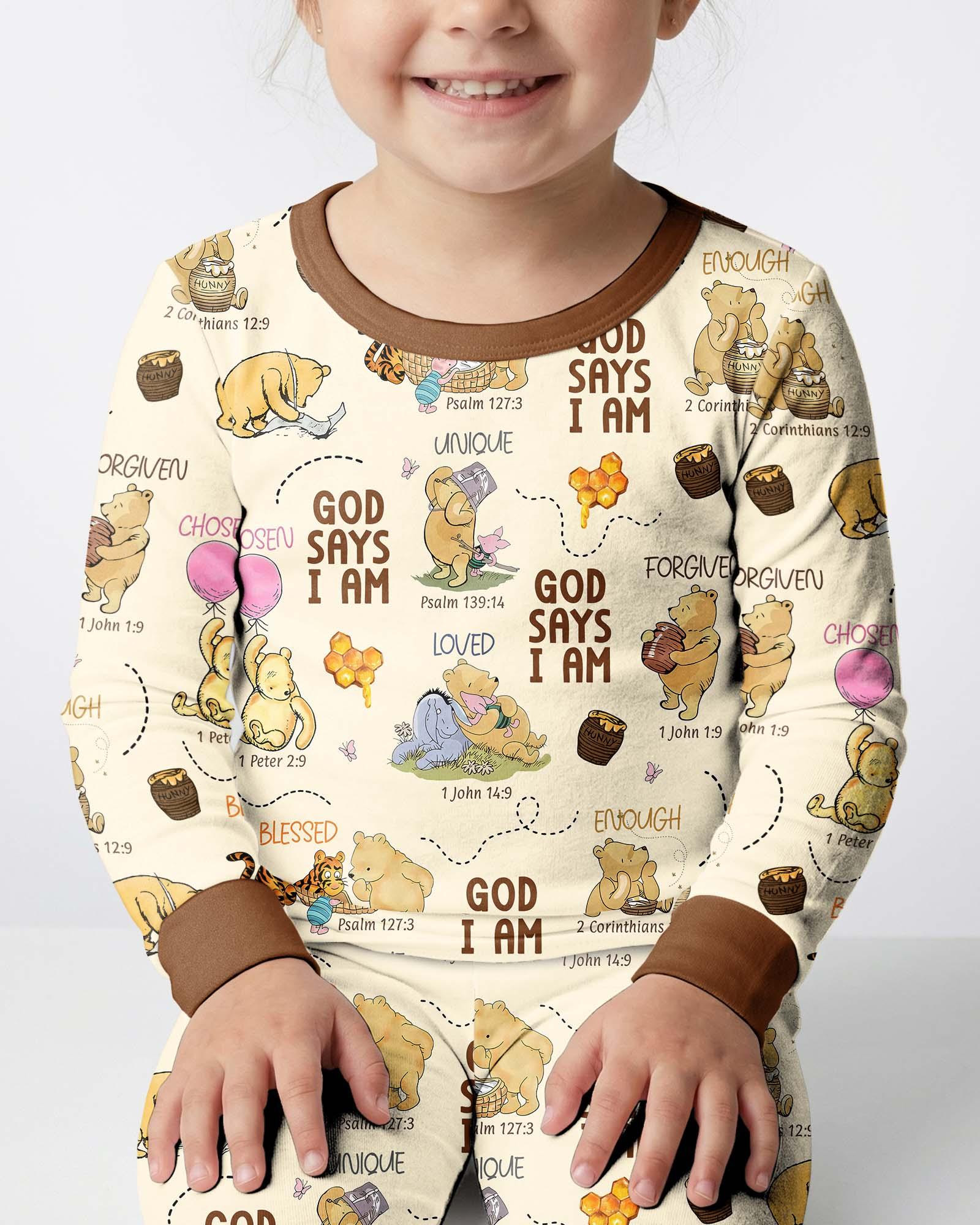 God Says I Am – Little Blessings Bamboo Two Piece Long Sleeve Pajama Set