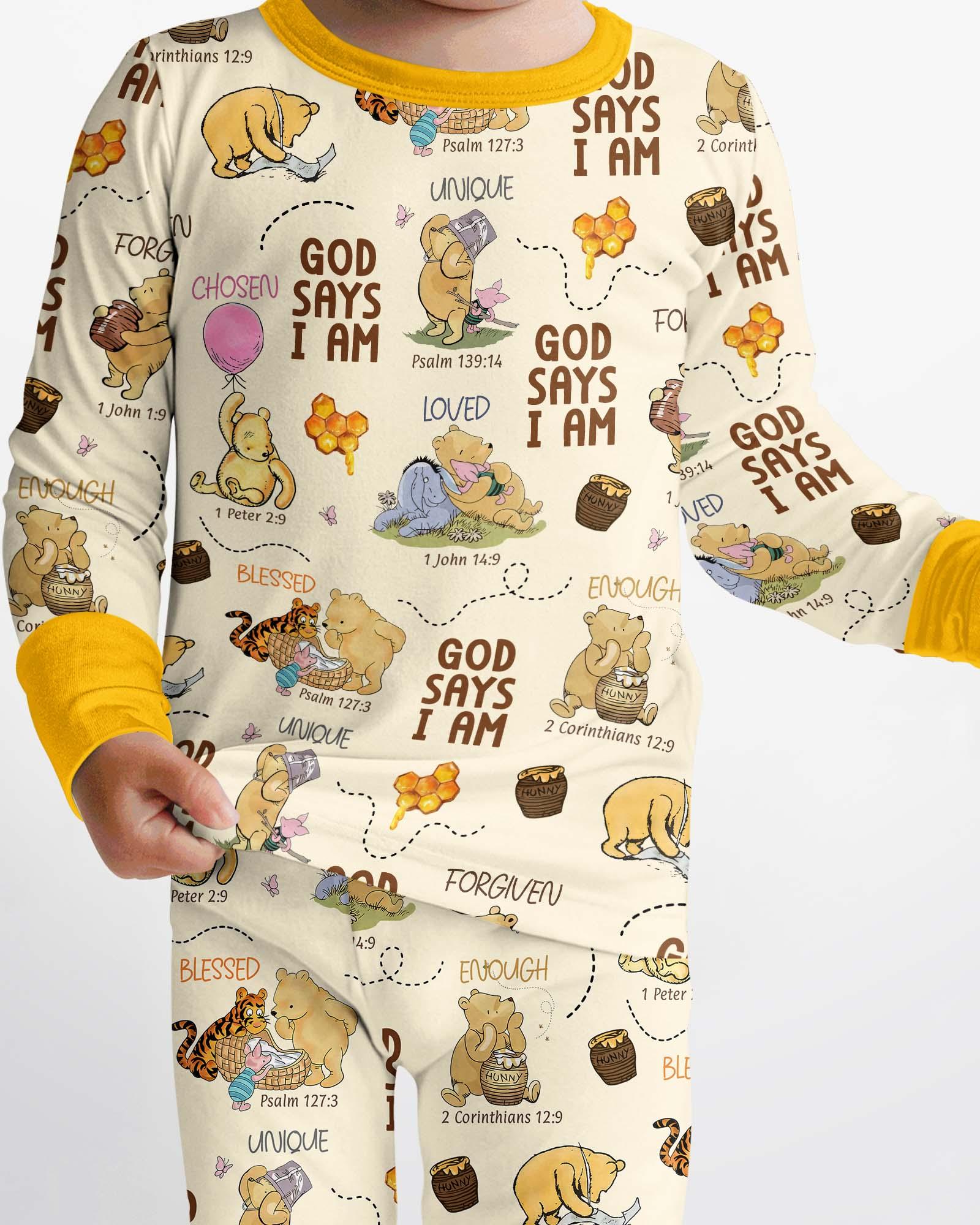 God Says I Am – Little Blessings Bamboo Two Piece Long Sleeve Pajama Set