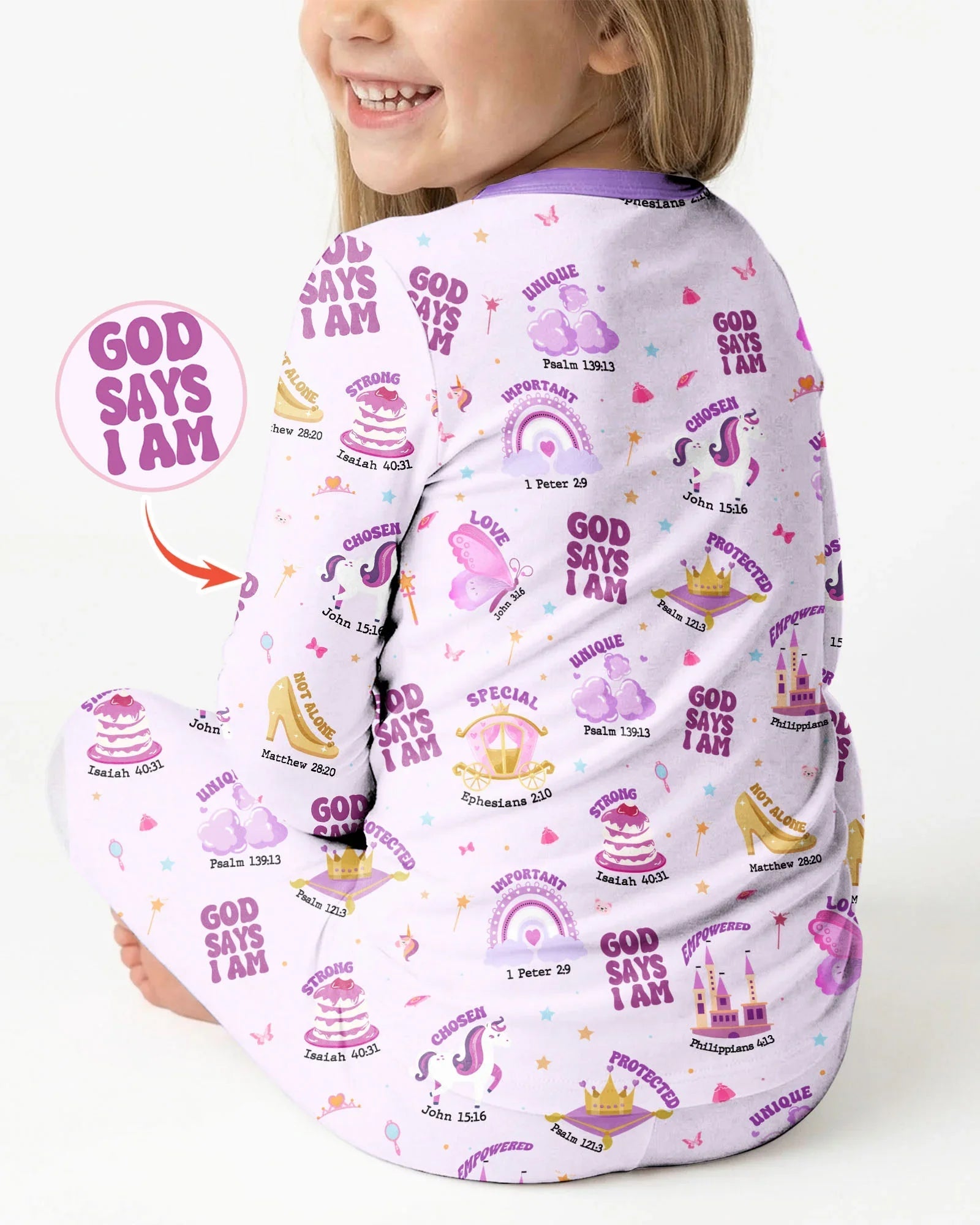 God Says I Am Girl Bamboo Two Piece Long Sleeve Pajama Set