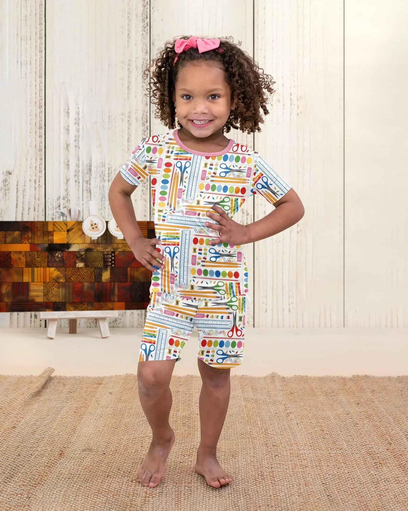 Craft Corner Bamboo Two Piece Short Sleeve Shorts Pajama Set