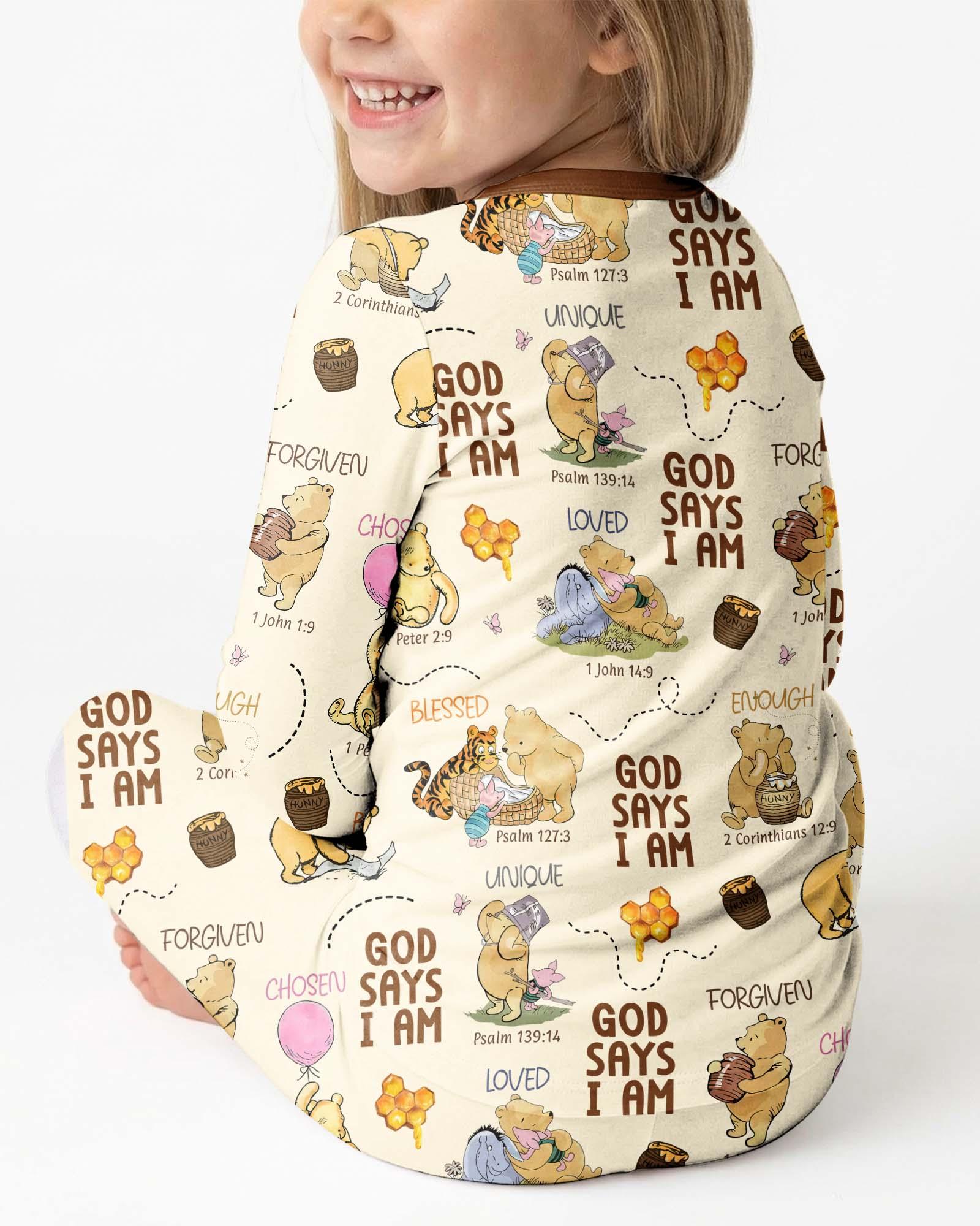 God Says I Am – Little Blessings Bamboo Two Piece Long Sleeve Pajama Set