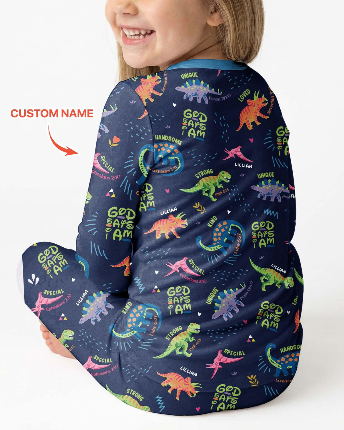 Custom Name God Says I Am Dinosaur Bamboo Two Piece Long Sleeve Pajama Set