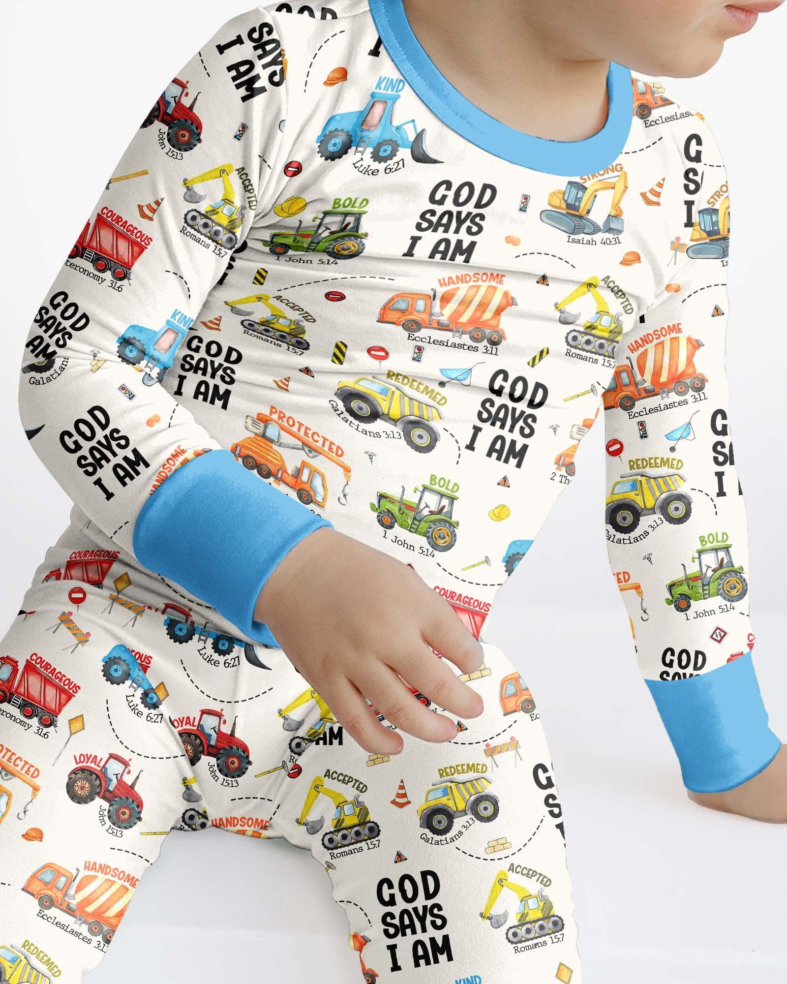 God Says I Am Boy Bamboo Two Piece Long Sleeve Pajama Set