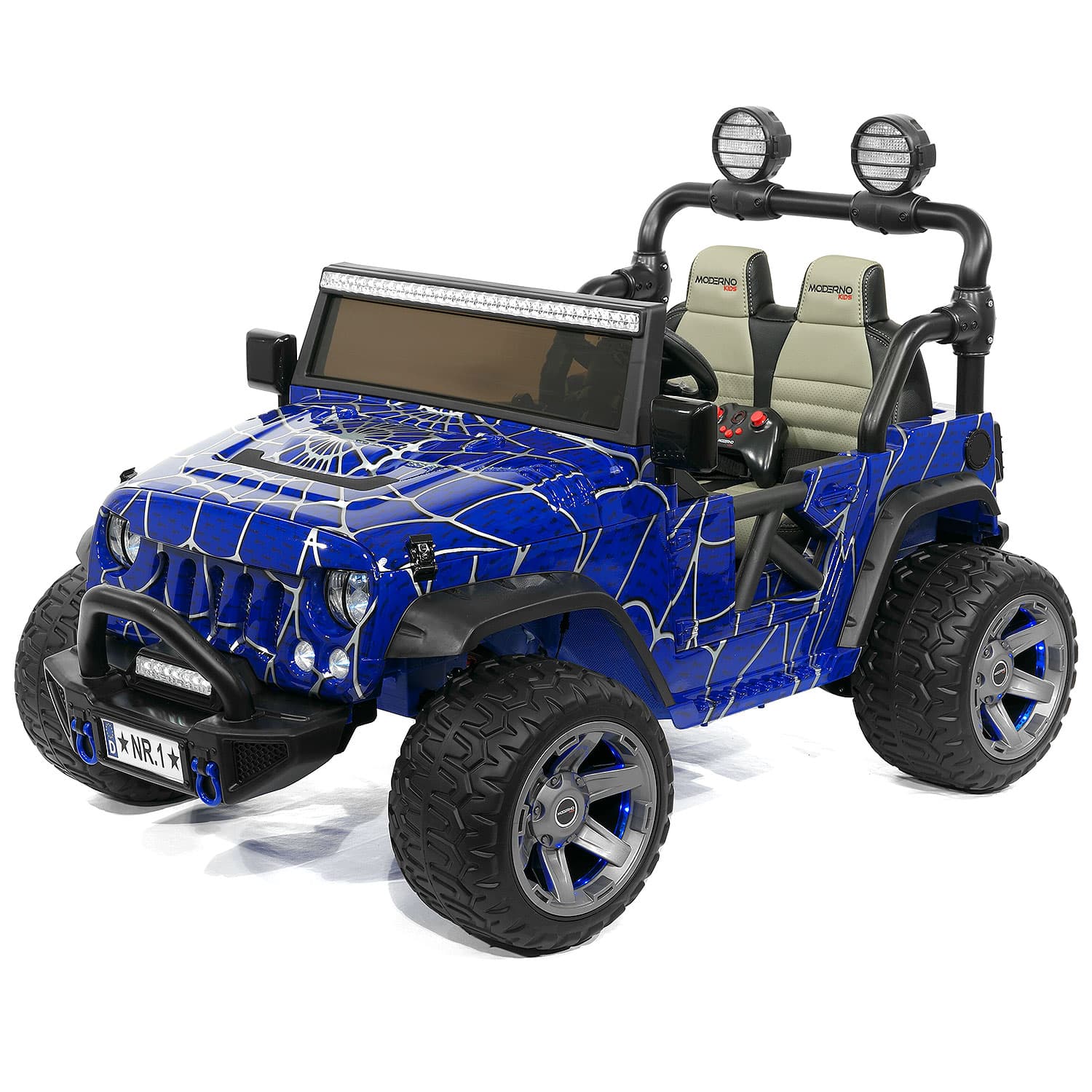 Trail Explorer 24v Kids Ride-on Car Truck With R/c Parental Remote | Spider Blue
