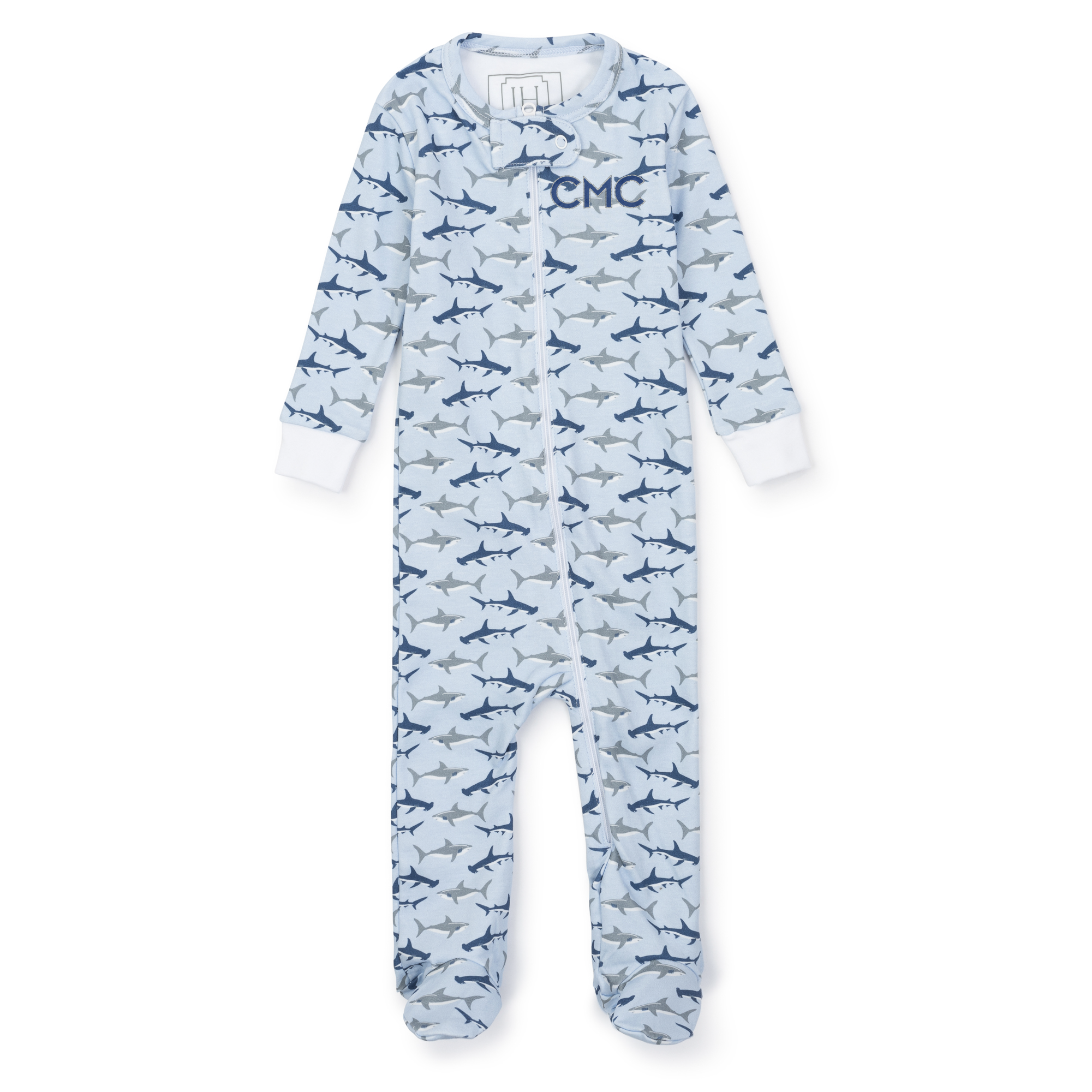 Parker Boys' Pima Cotton Zipper Pajama - Swimming Sharks