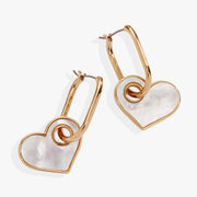 Mother Of Pearl Heart Interchangeable Hoop Earring
