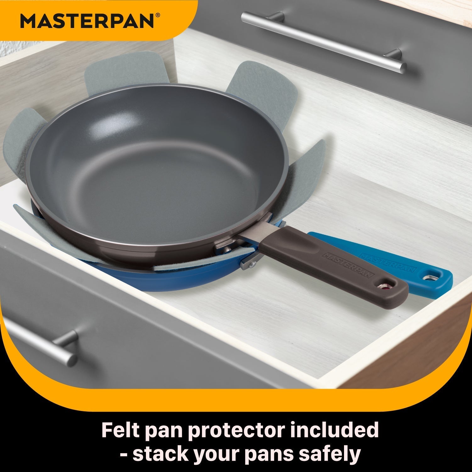Masterpan Ceramic Nonstick Stovetop Oven Frypan & Skillet With Stainless Steel Lid & Utensils, Grey 9.5" (24cm)