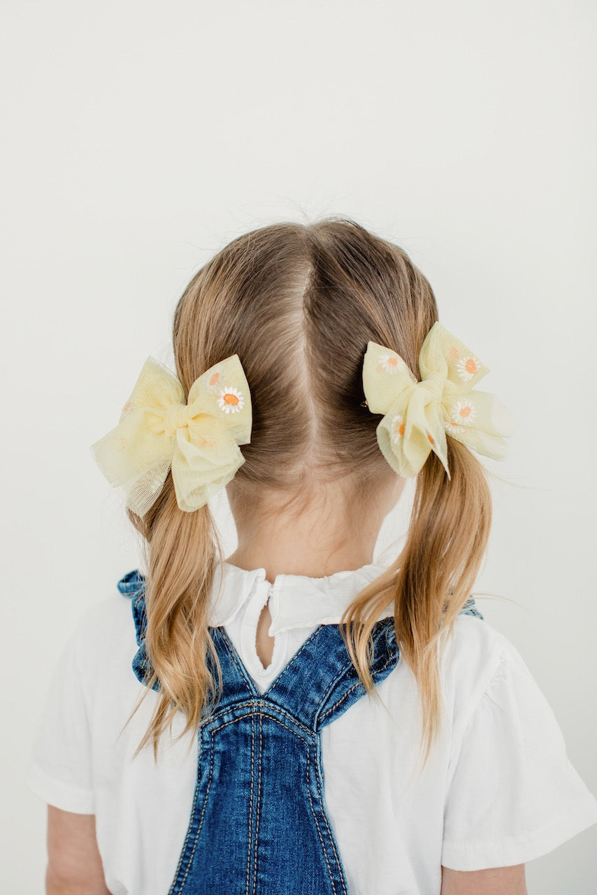 Sunrise Daisy | Tulle Bow - Pigtail Set