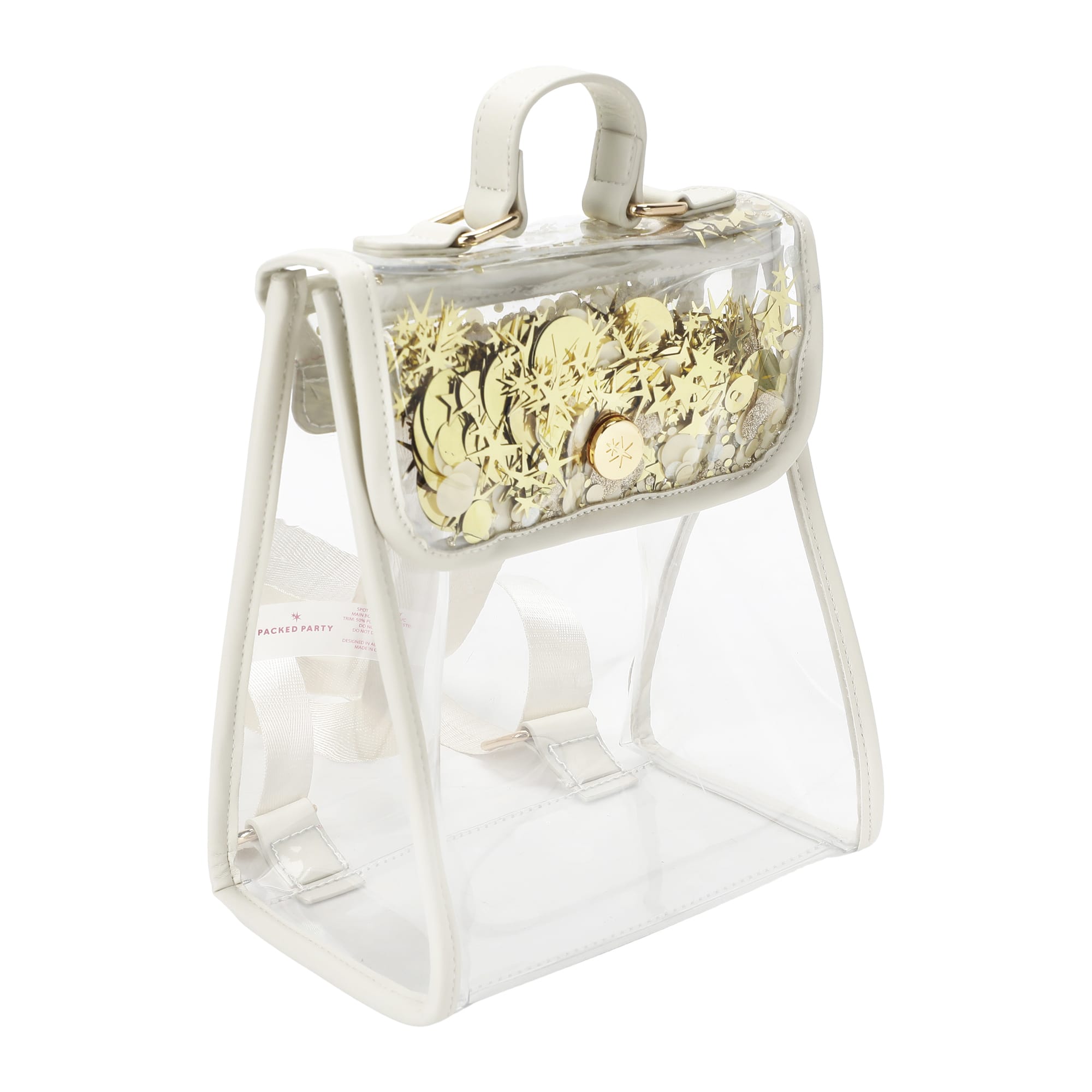 Confetti Glam Clear Mini Backpack With Gold Confetti