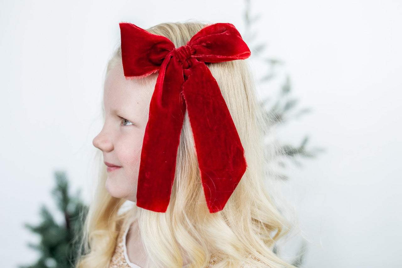 Crimson | Velvet Statement Ribbon Bow