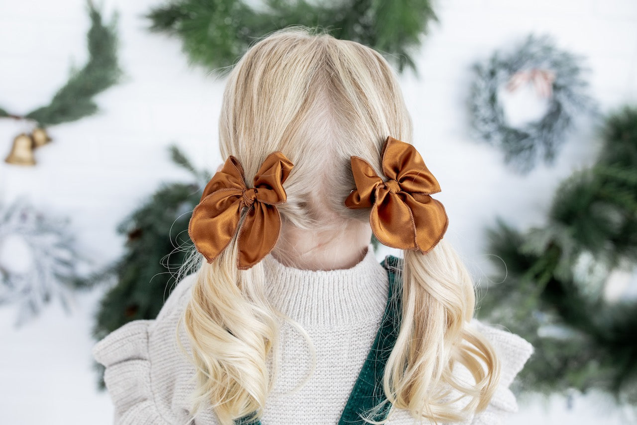 Chestnut | Pigtail Set - Petite Party Bow