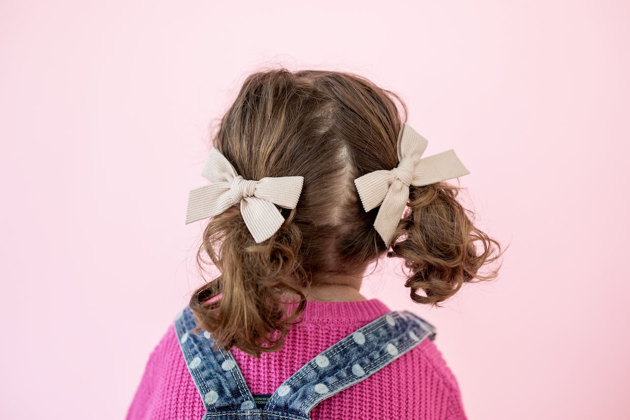 Cotton | Pigtail Set - Corduroy Ribbon Bow