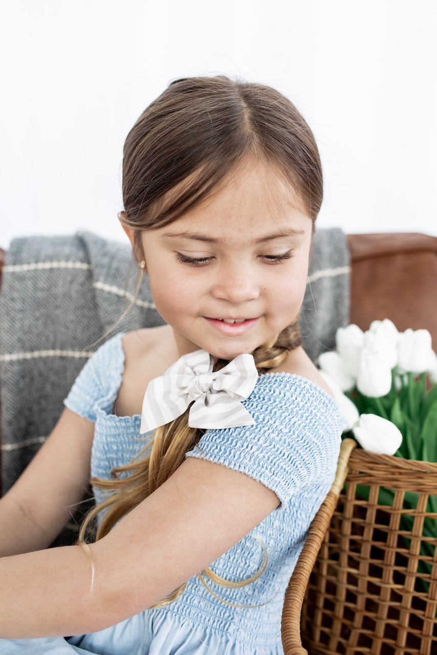 Latte Stripe | Oversized Hand-tied Bow