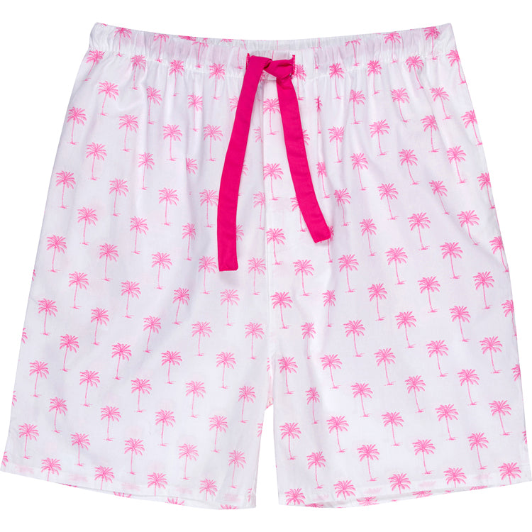 Men's Pink Palm Tree Sleep Shorts