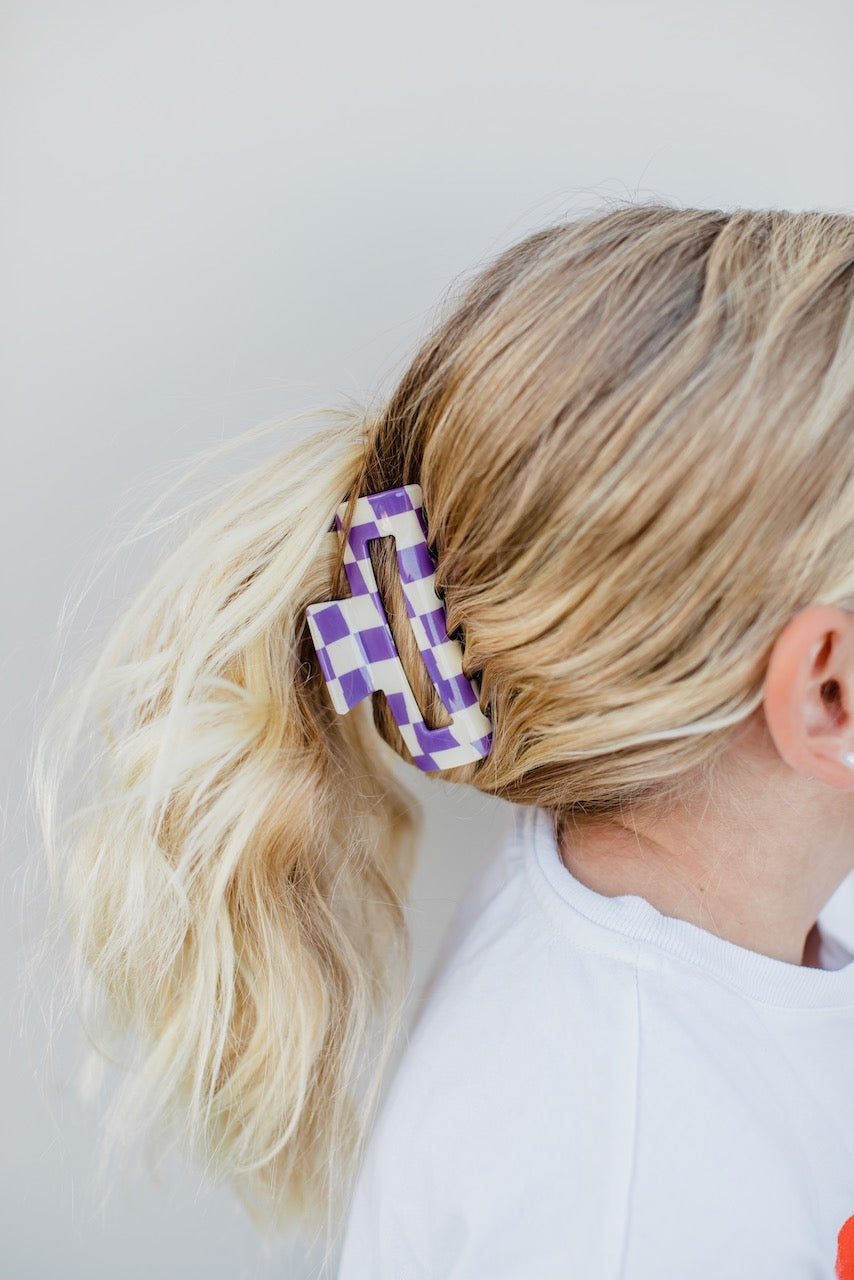 Purple | Checkered Claw Clip