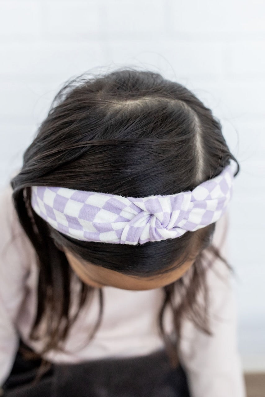 Checkerboard - Purple | Knotted Headband