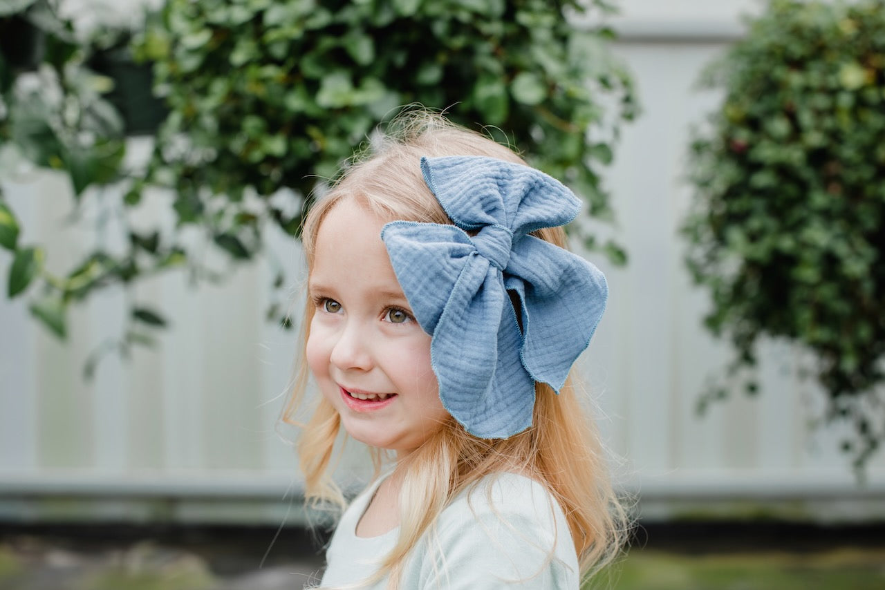 Steel Blue | Gauze Party Bow