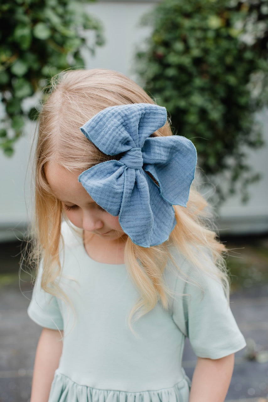 Steel Blue | Gauze Party Bow