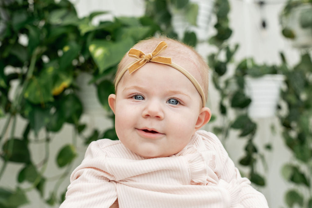 Hazelnut | Mini Ribbon Bow - Nylon Headband