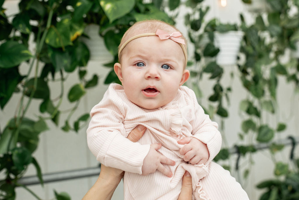 Dusty Rose | Mini Ribbon Bow - Nylon Headband