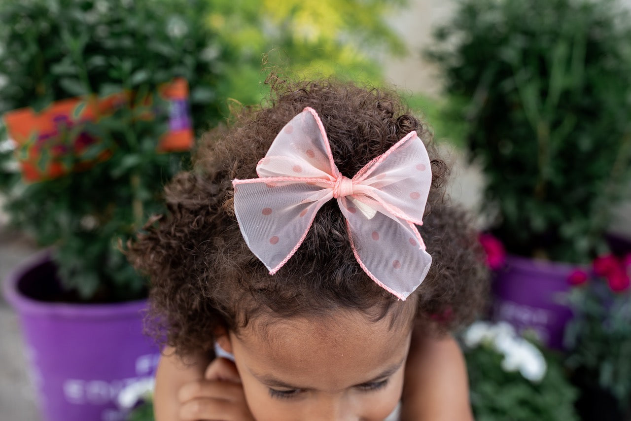 Coral Dot | Ribbon Bow