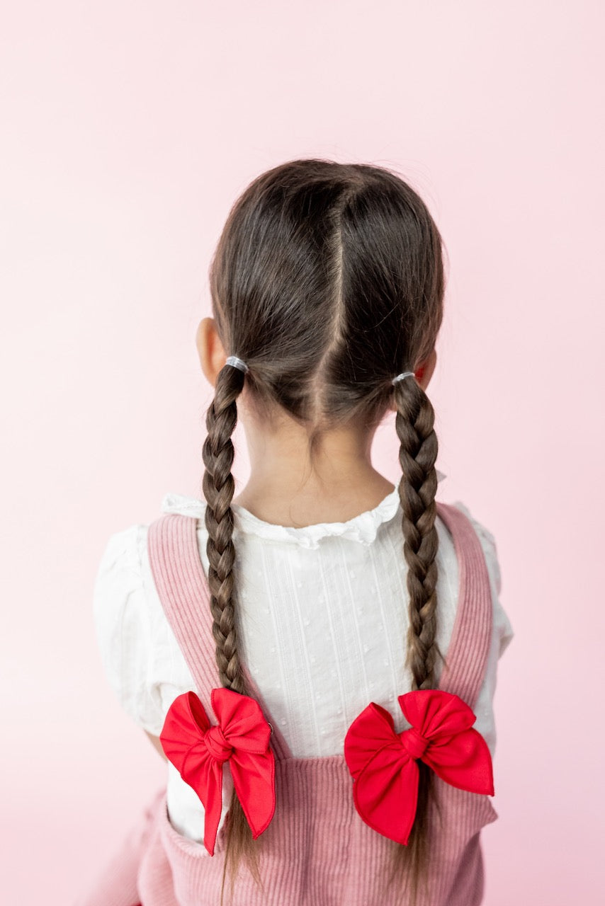 Red | Pigtail Set - Petite Party Bow