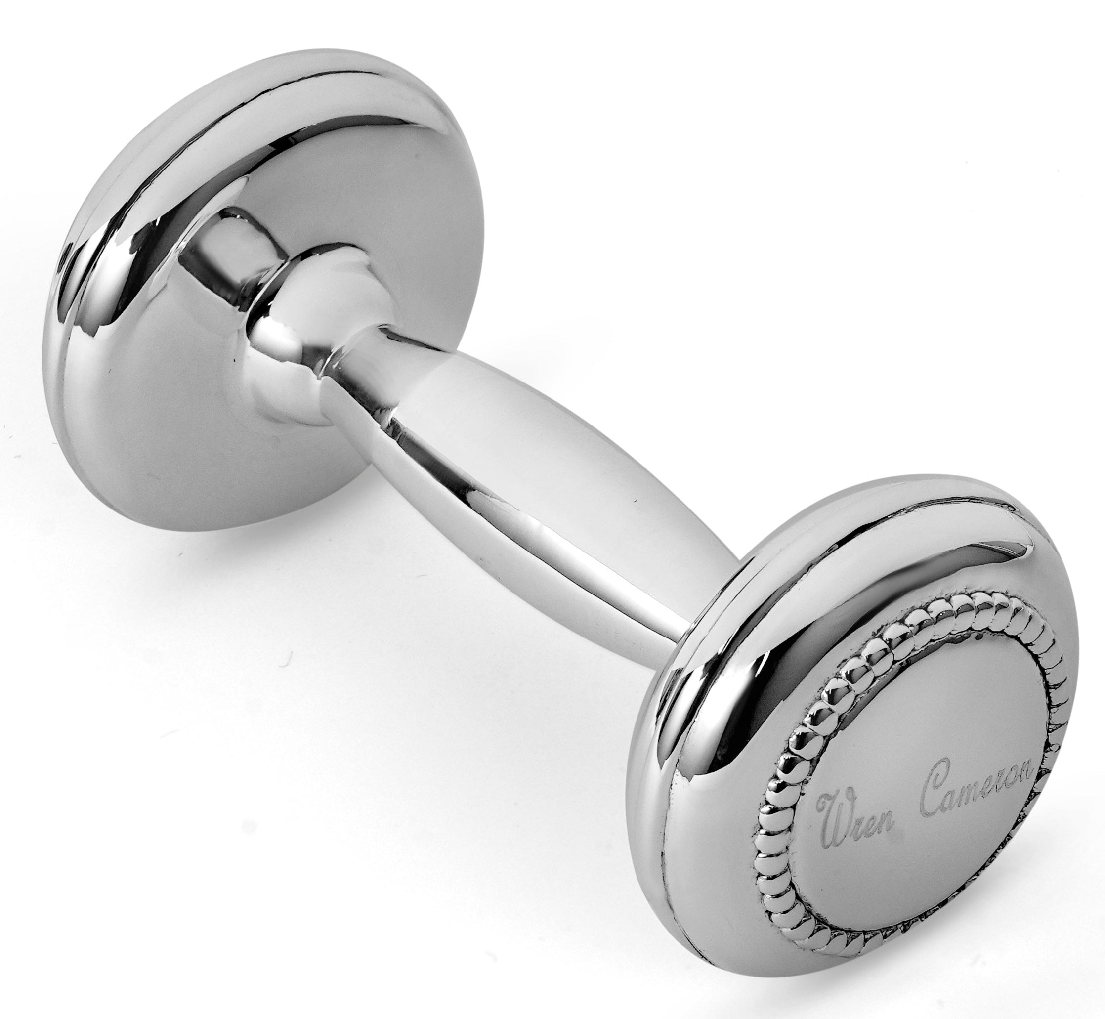 Krysaliis Sterling Silver Dumbbell Rattle -  Beaded
