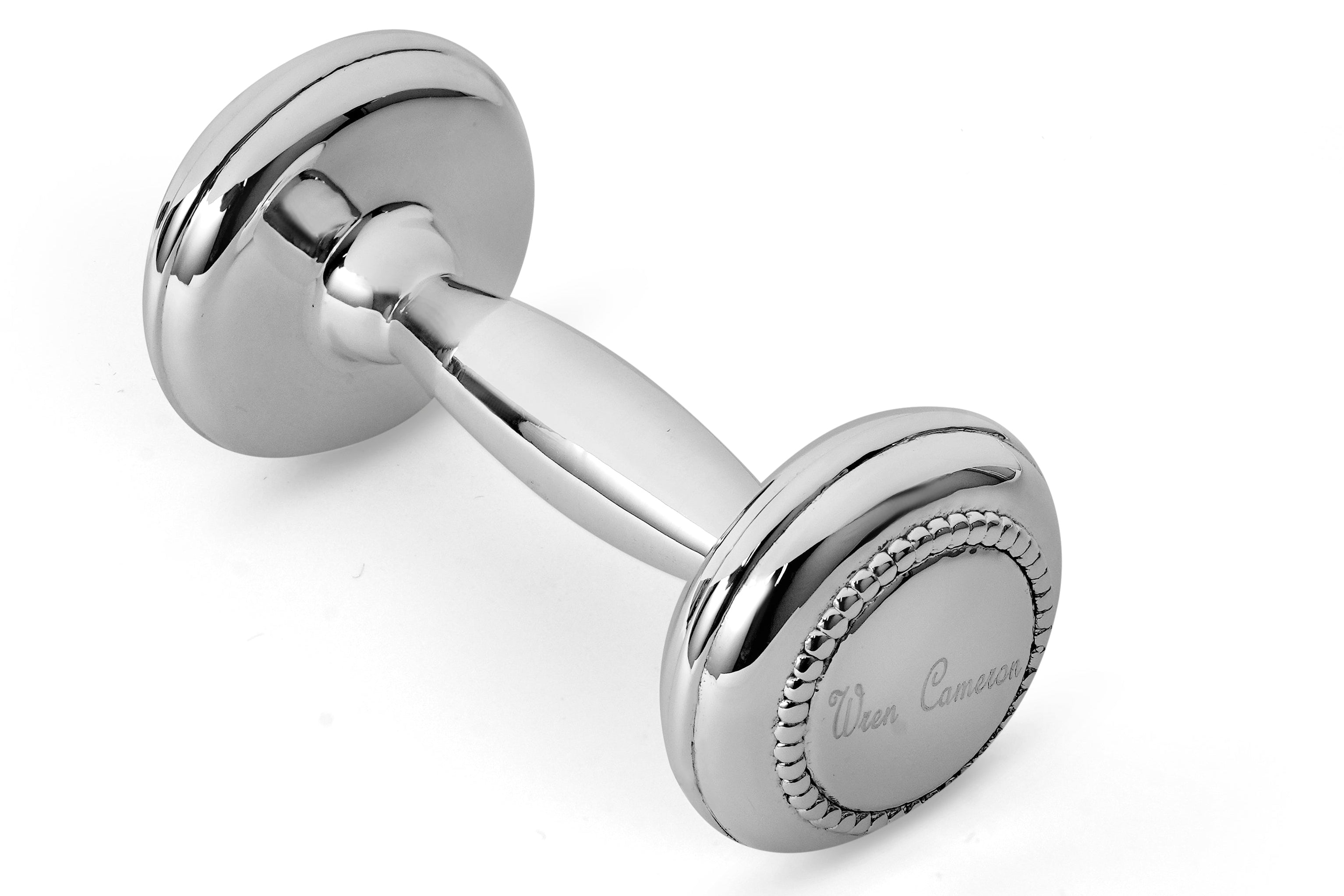 Krysaliis Sterling Silver Dumbbell Rattle -  Beaded