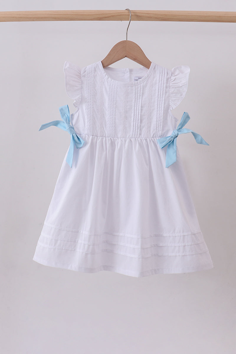 Blue Bow Ruffle Dress