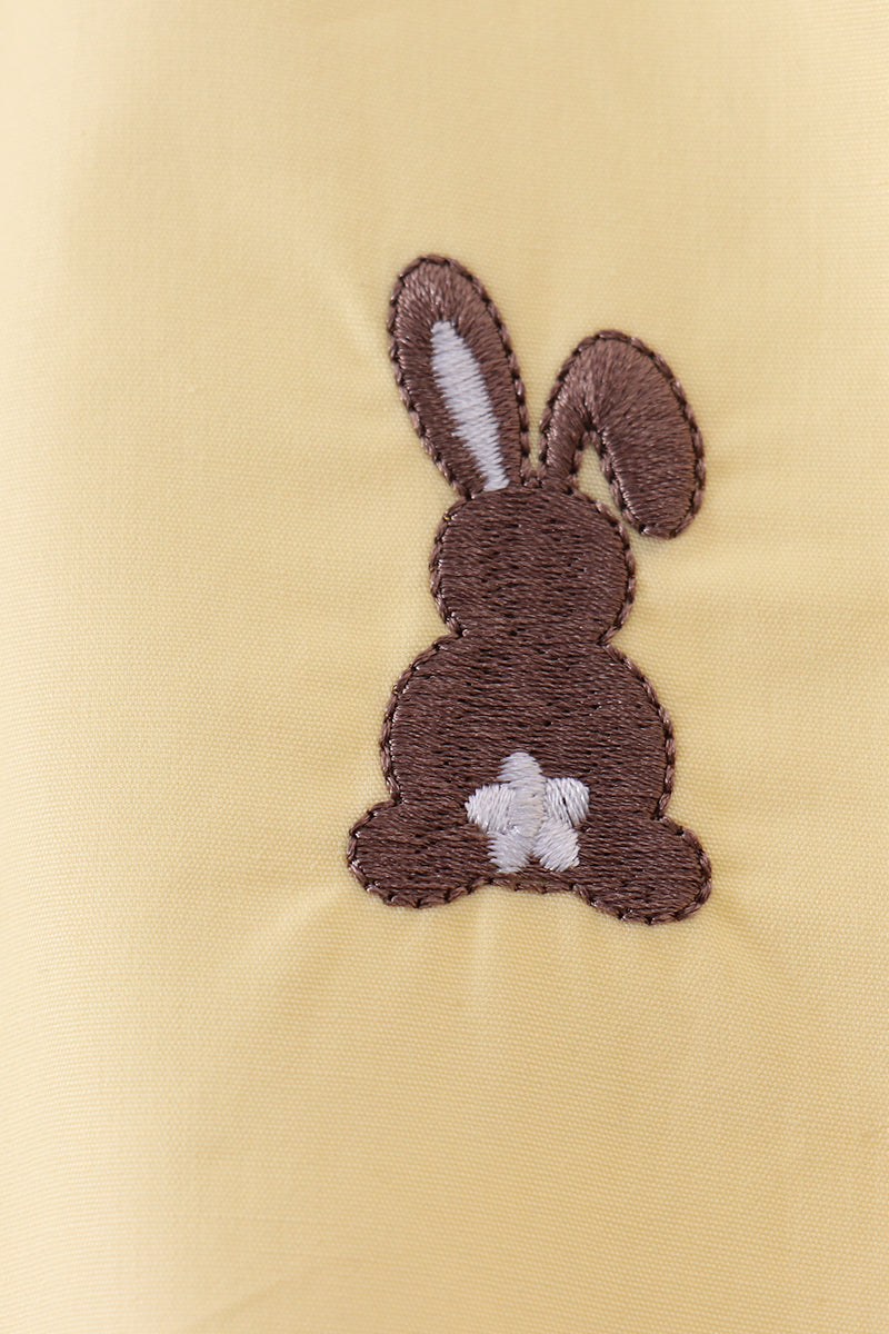 Beige Bunny Embroidery Button Down Shirt