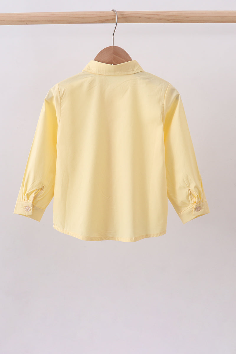 Beige Bunny Embroidery Button Down Shirt