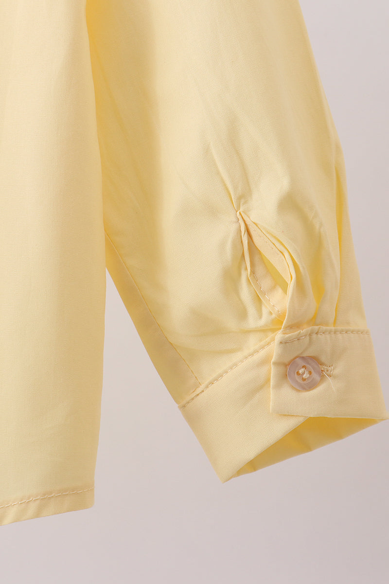 Beige Bunny Embroidery Button Down Shirt