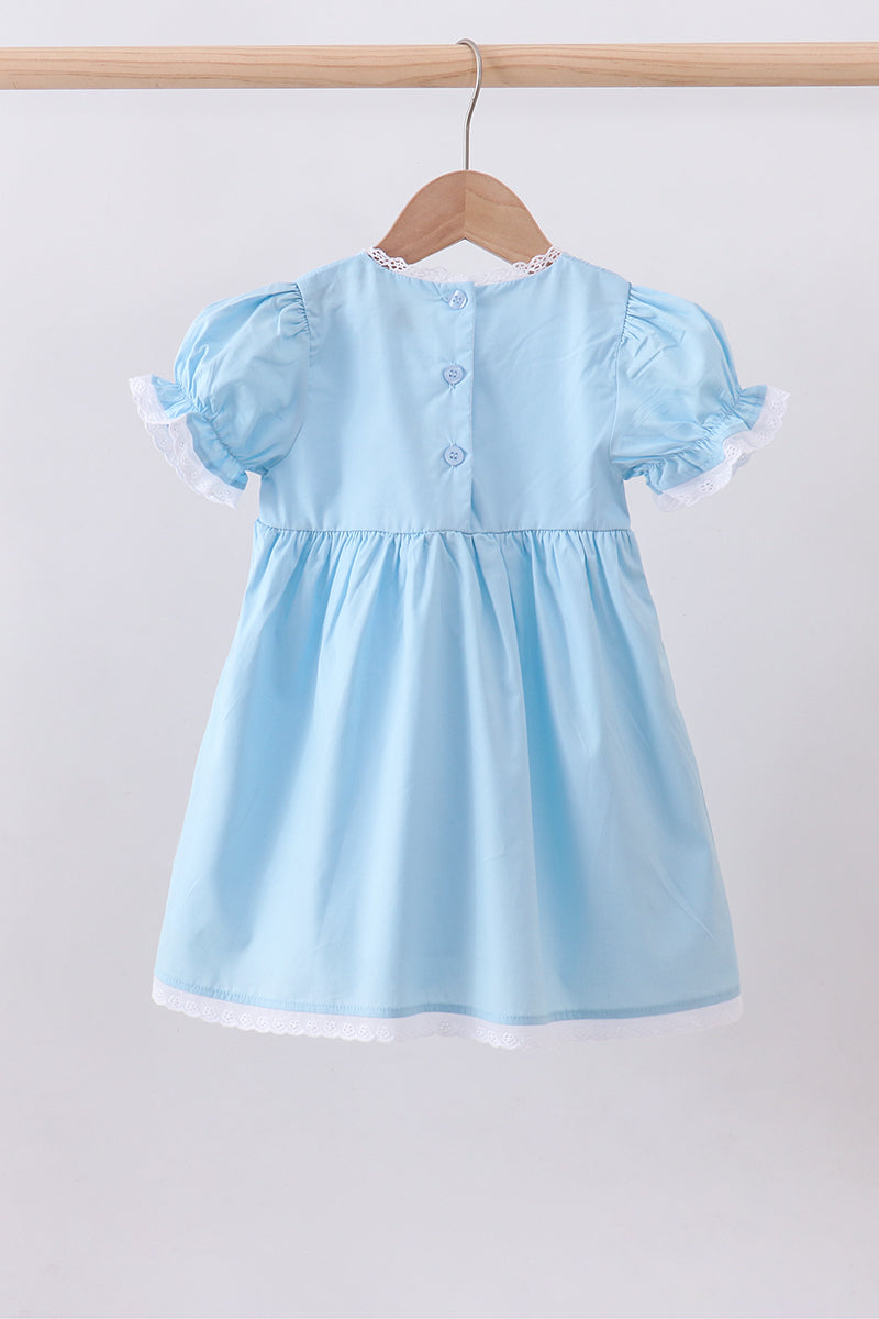 Blue Cross Embroidery Lace Dress