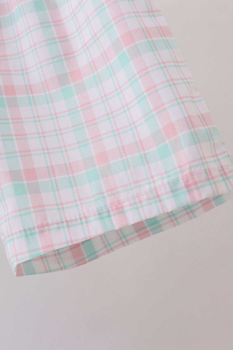 Mint I Love Dad Plaid Shorts Set