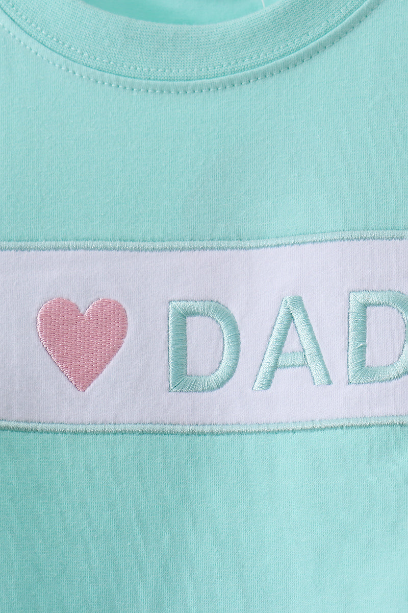 Mint I Love Dad Plaid Shorts Set
